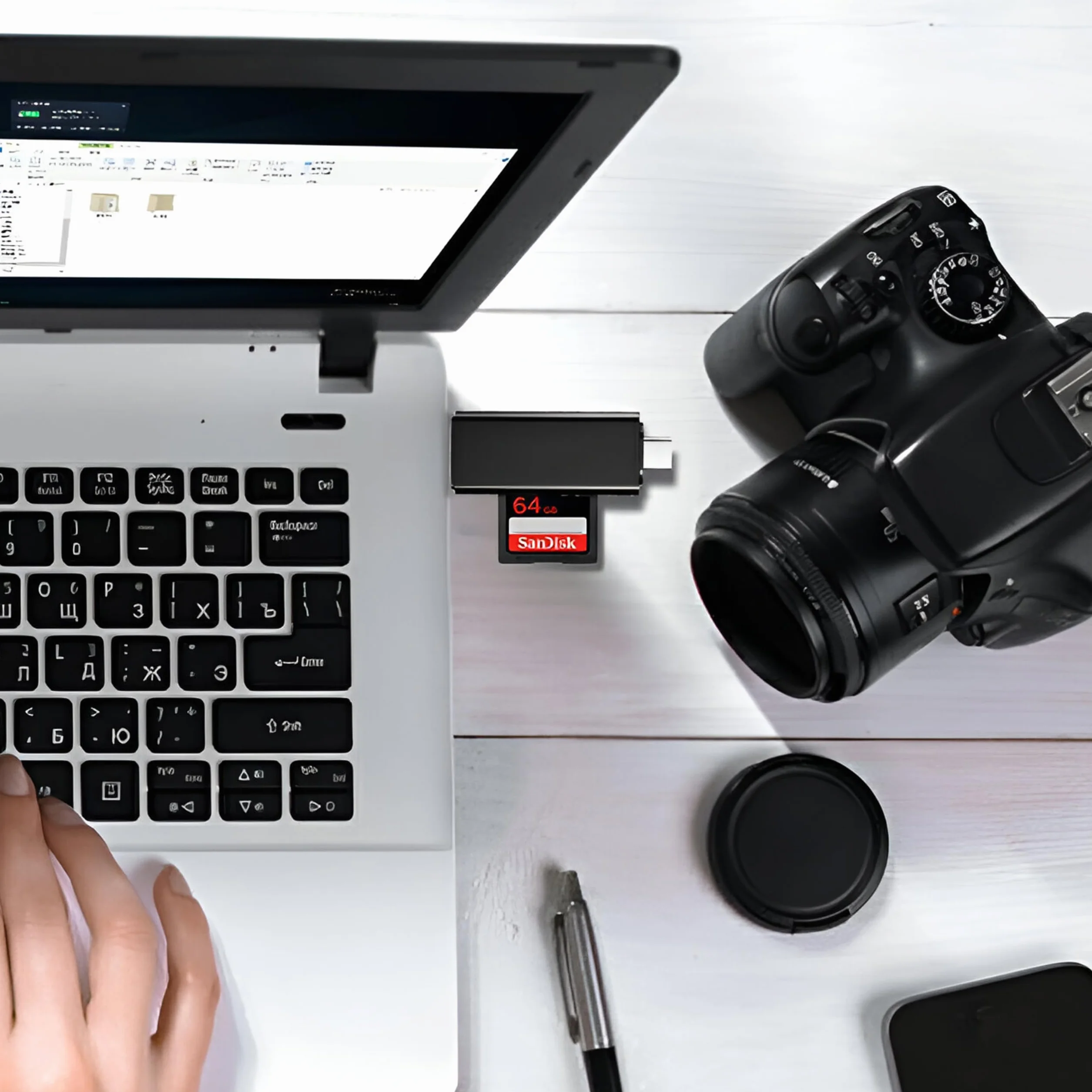 Retoo Czytnik kart USB Adapter Micro SDXC, SDHC, czytnik kart Highspeed OTG, USB 3.0/USB C, kompatybilny z Windows, Mac, Android, adapter kart pamięci, karty TF i UHS-I, Czarny