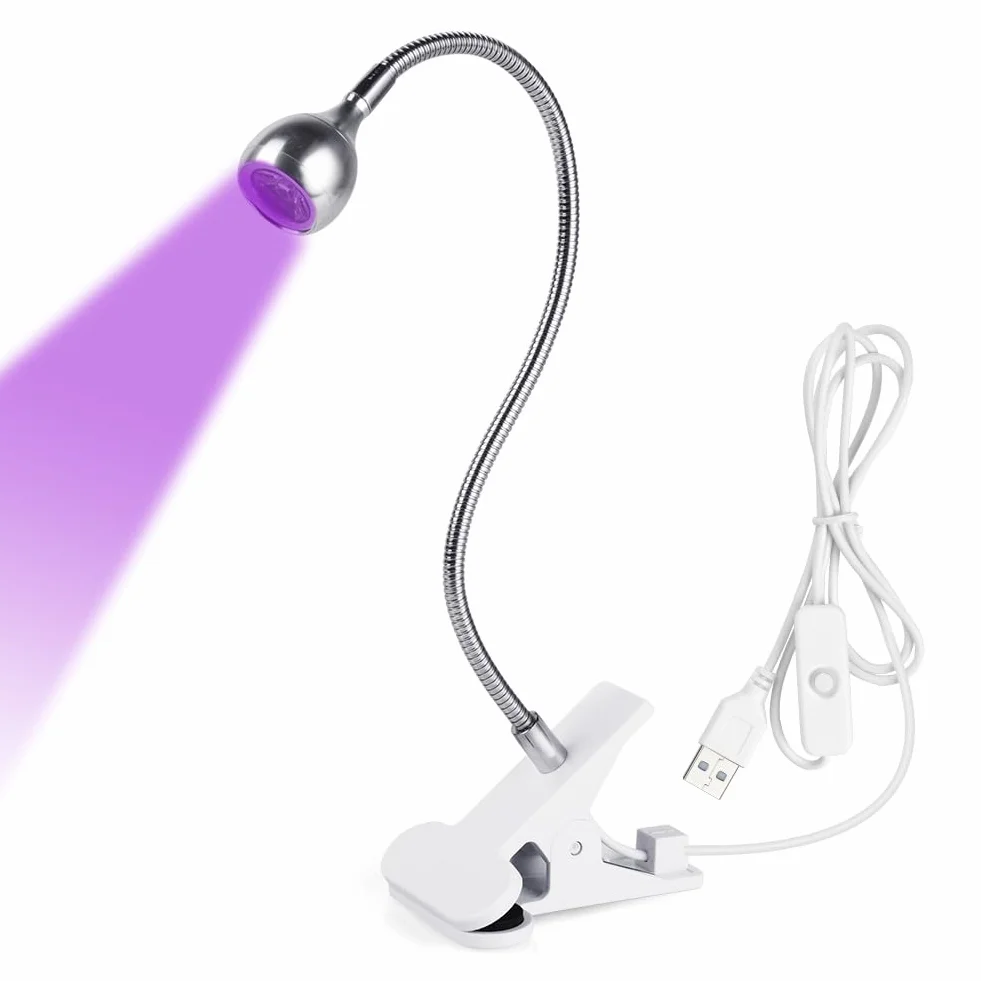 LOPHE Mini lampa UV do paznokci, małe lampy UV do paznokci żelowych, lampa utwardzana klejem UV 3 W, z klipsem zabezpieczającym, ładowalna, mini USB, przenośna lampa do paznokci LED, prezent dla