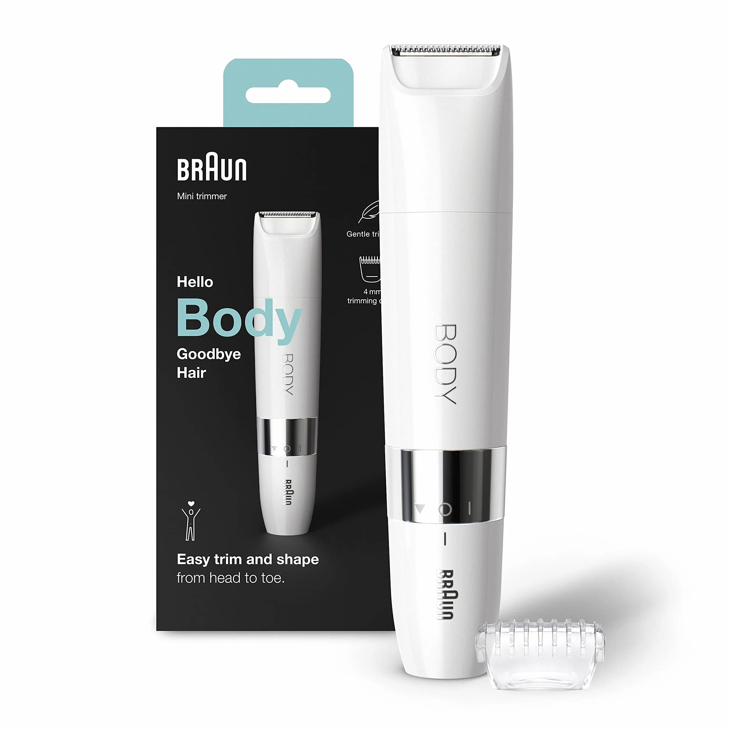 Braun Unix Body Golarka do ciała, Mini Depilator dla kobiet i mężczyzn z grzebieniem do przycinania, precyzyjna depilacja dla angielskich, pach, klatki piersiowej, suchych i mokrych zastosowań,