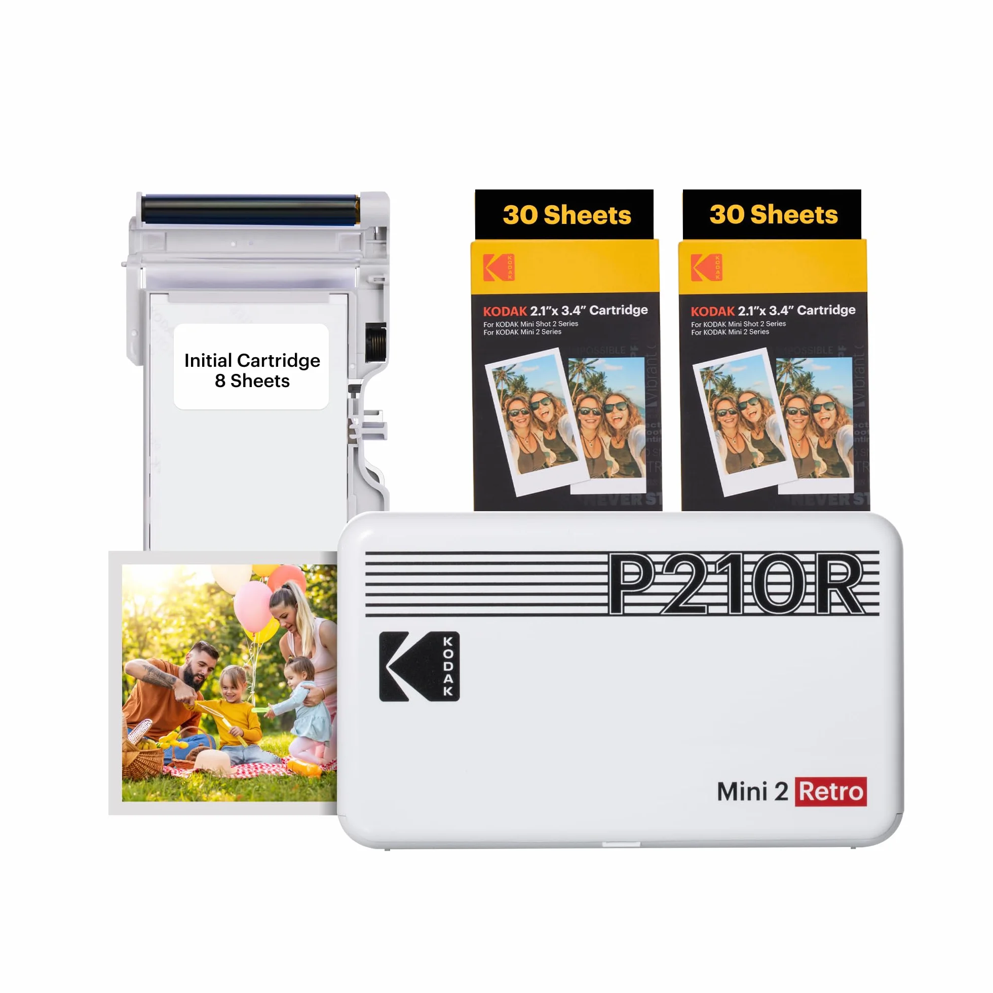 Kodak Mini 2 Retro P210R Stampante Fotografica BT +60 Fogli White