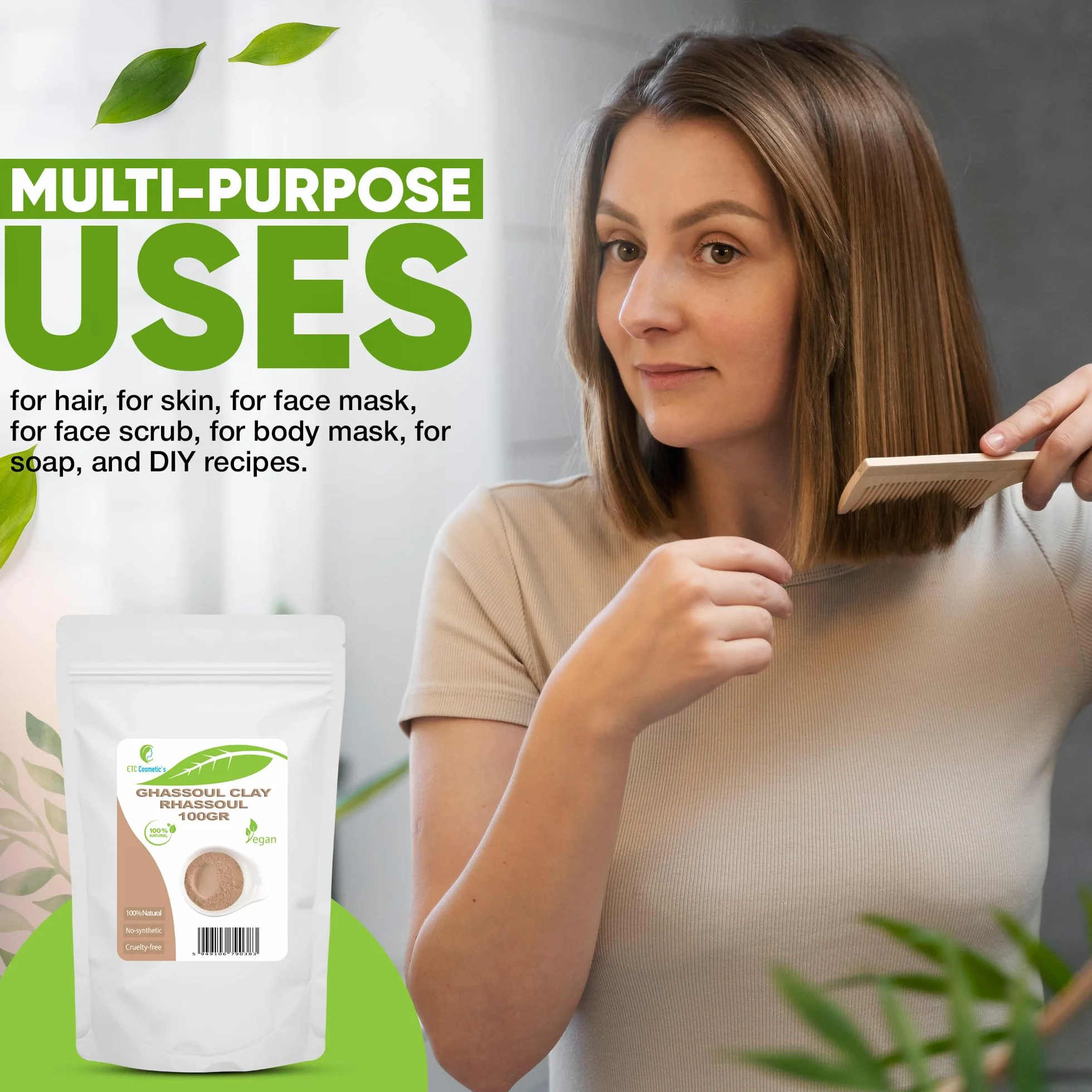 Ghassoul (odcień rassoul) 100 g - naturalny lawaton, który jest stosowany do pielęgnacji skóry i włosów do czyszczenia, peelingu i odmładzania Bardzo delikatny i uspokajający.