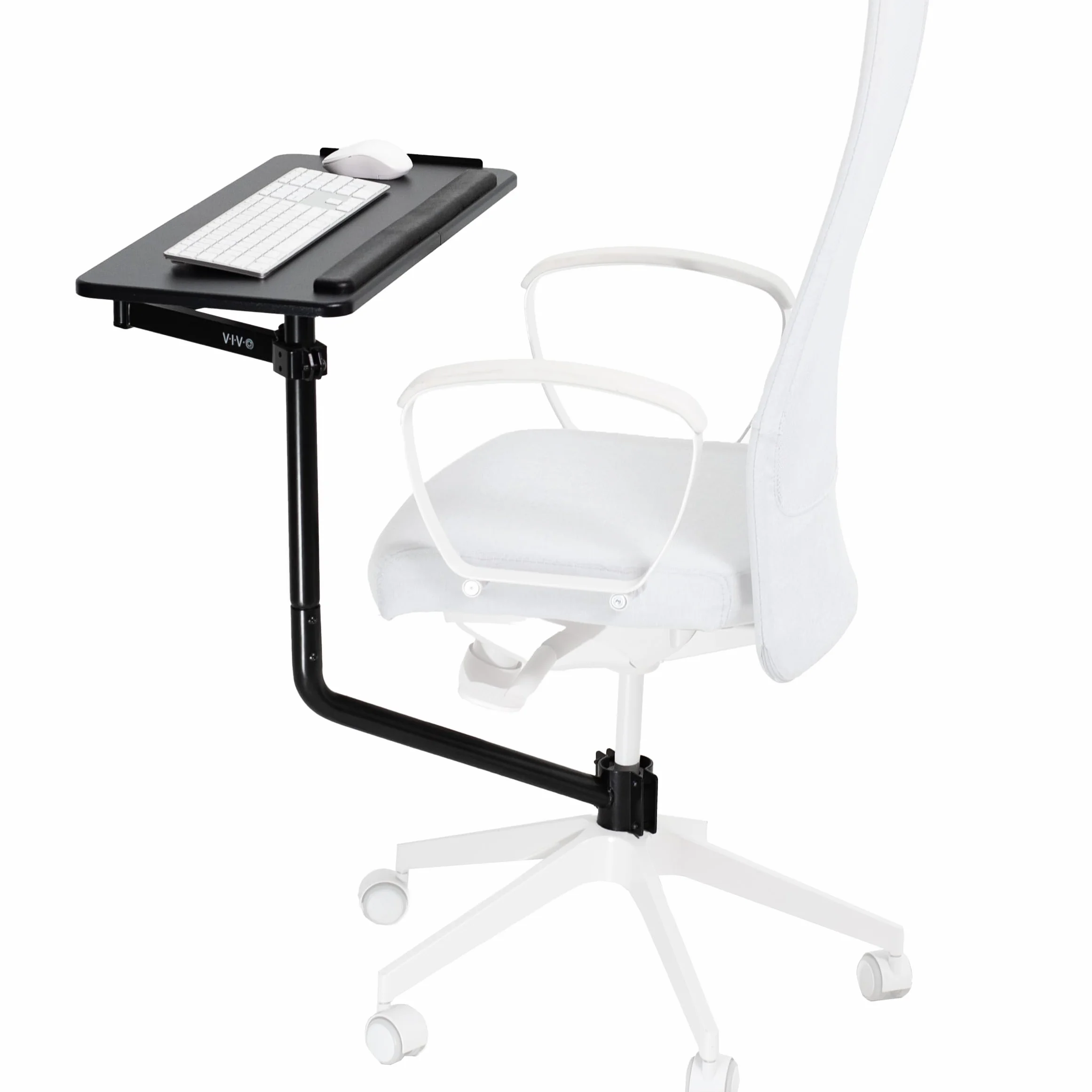 VIVO Krzesło biurowe z podkładką na klawiaturę i mysz MOUNT-KB08C, ergonomiczne nachylenie, obrót 360°, czarny