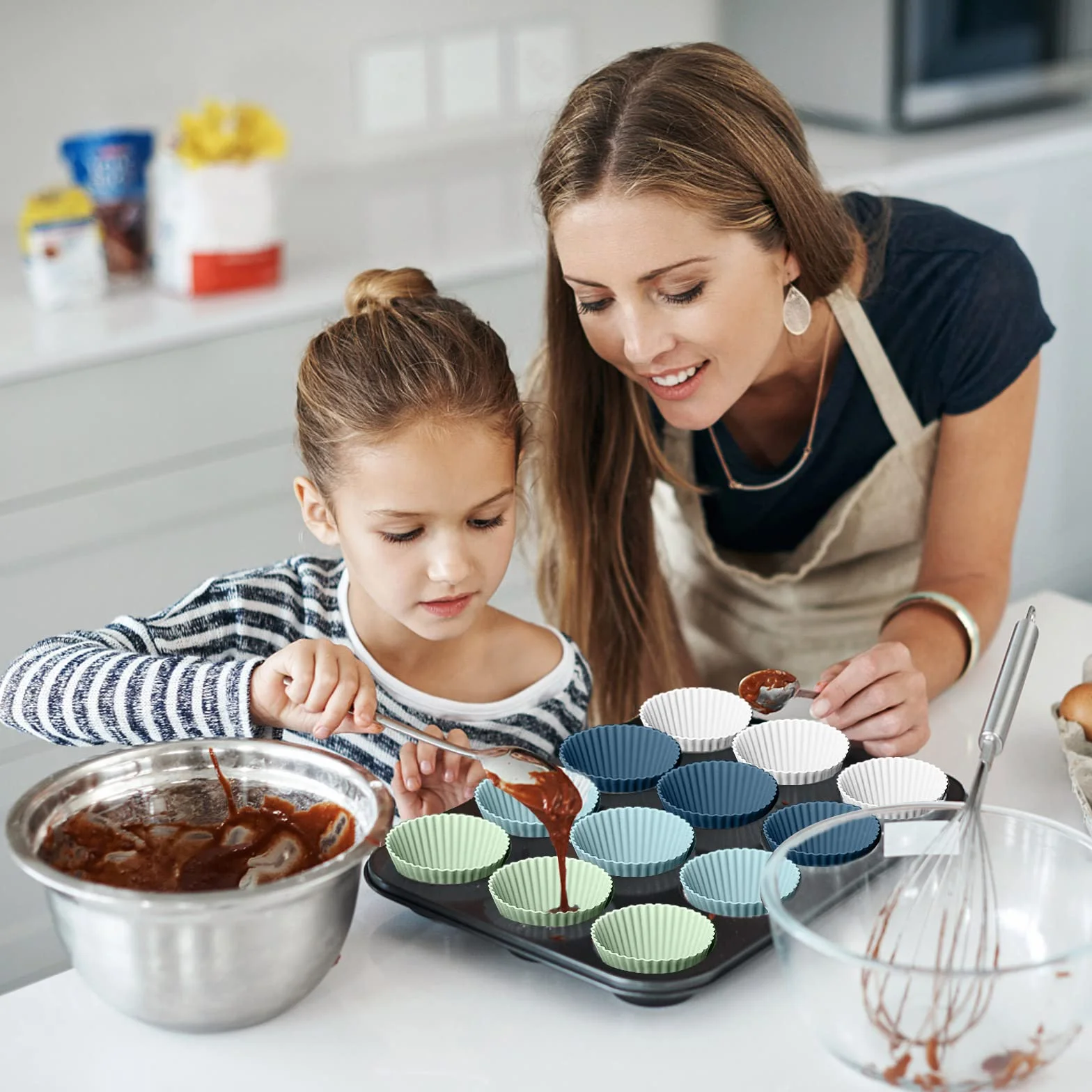 Silikonowe formy do muffinek 24 opakowania bez BPA wielokrotnego użytku