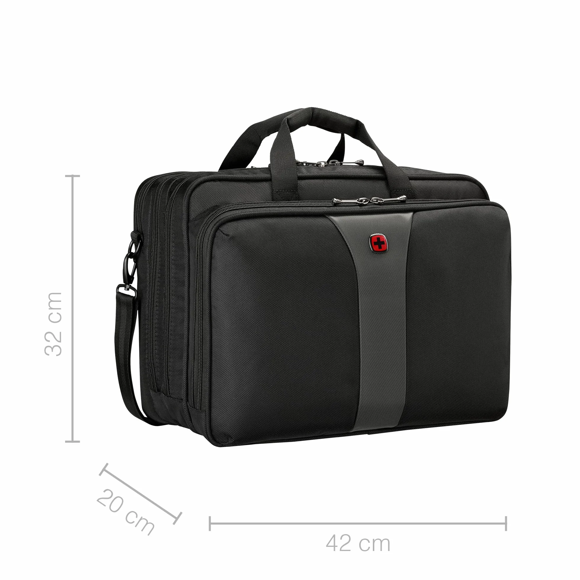 WENGER Legacy torba na laptopa, notebook, aktówka, organizer, dla kobiet i mężczyzn, do biura, na podróż służbową, uniwersytet, czarny/szary, Nachhaltig, Torba na laptopa 17" - duża