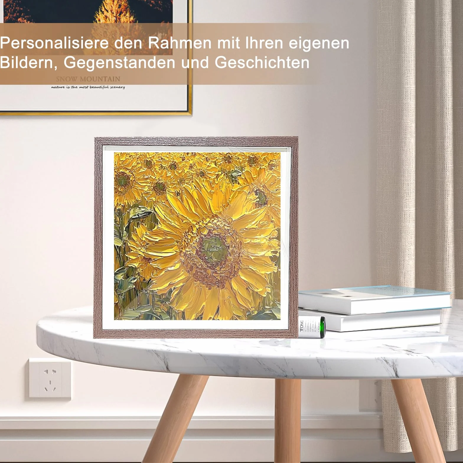 Głęboka drewniana ramka na zdjęcia 3D 22x22 cm pudełko pamiątkowe zrób to sam
