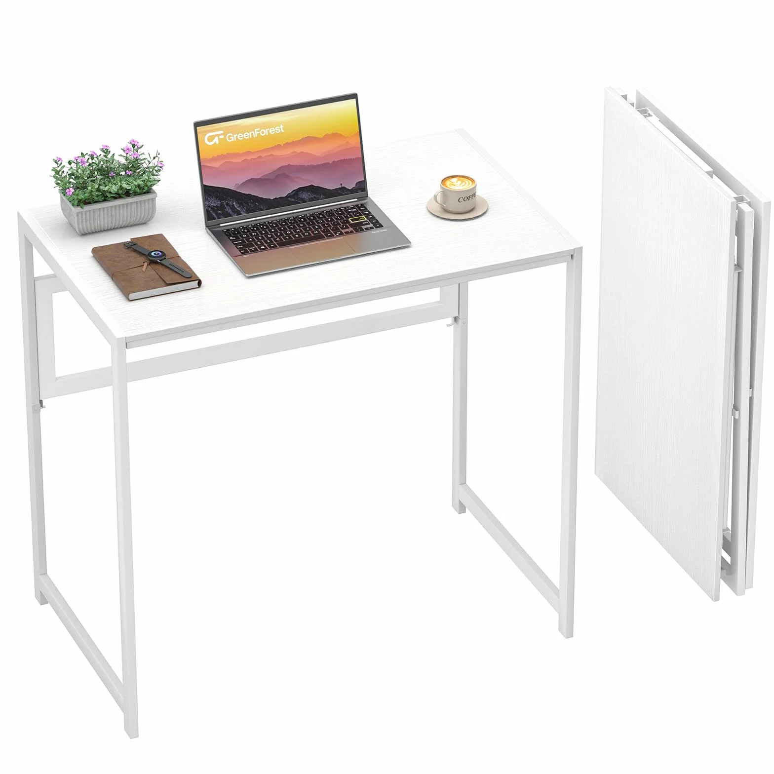 GreenForest Składane biurko 80 cm białe do biura domowego