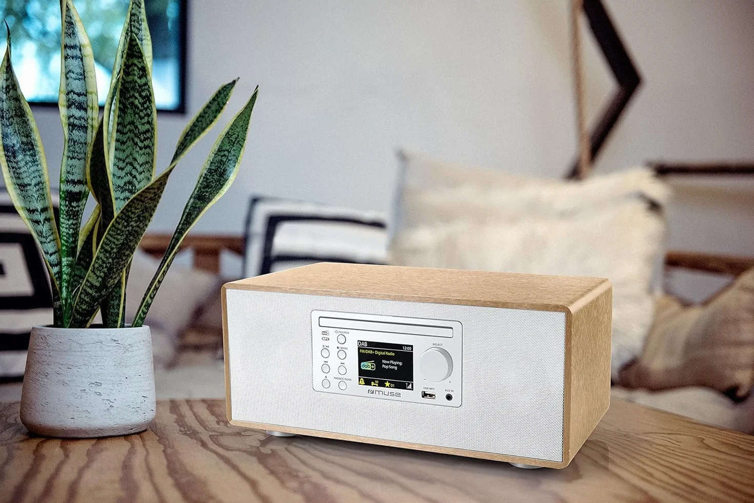 Micro System, odtwarzacz CD, radio DAB FM PLL, Bluetooth, MUSE - (M-695 DBT), wyświetlacz LCD, funkcja automatycznego parowania NFC, 60 W, biały