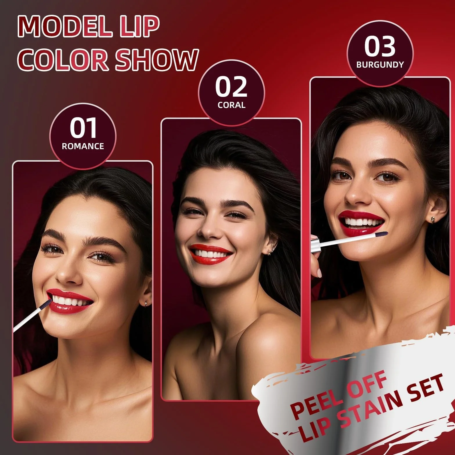 Prreal 3-Piece Peel Off Lip Liner Stain Set with Setting Spray and Tweezers, Long Lasting Matte Tint