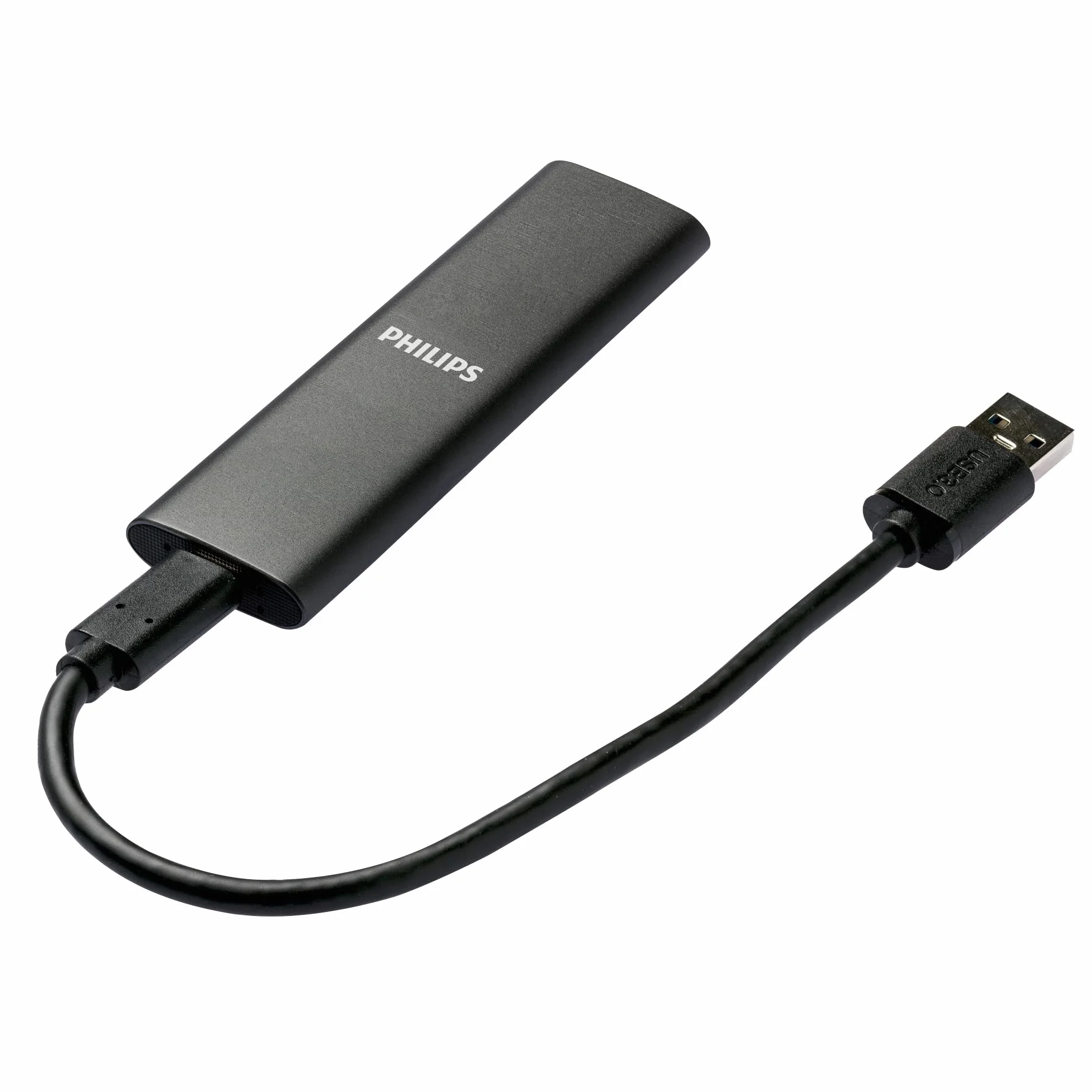 PHILIPS Przenośny zewnętrzny dysk SSD 250 GB - Ultra Slim SATA Ultra Speed USB-C - USB, Odczyt do 540 MB/s, zapis do 540 MB/s, aluminium