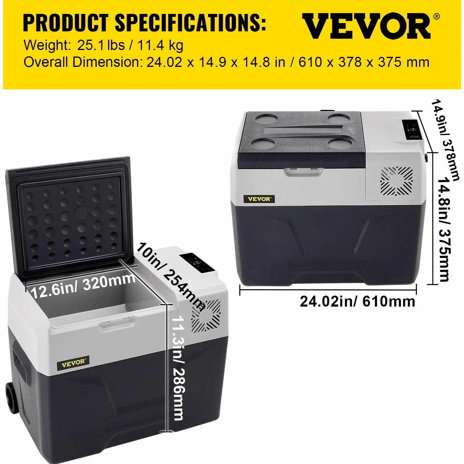 VEVOR Przenośna Lodówka Zamrażarka 30L 45W Mini Lodówka Samochodowa