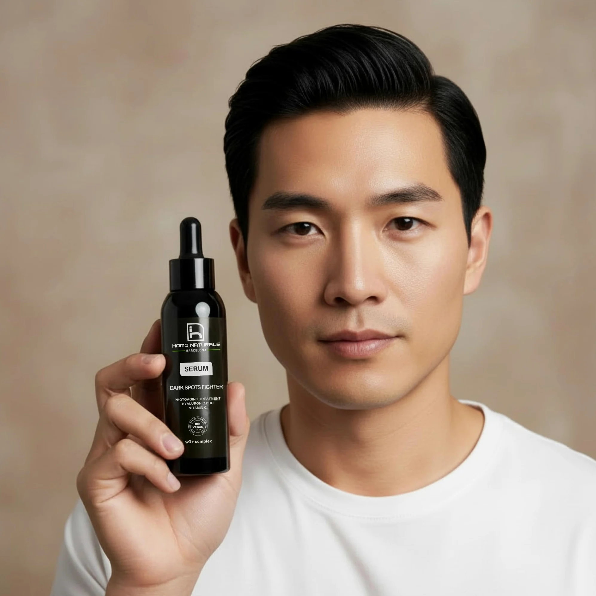 Homo Naturals Męskie serum Przeciwstarzeniowe i przeciw plamom - Krem do twarzy z kwasem hialuronowym - Krem przeciw plamom dla mężczyzn - Przeciw starzeniu się i plamom - Certyfikowany Organiczny