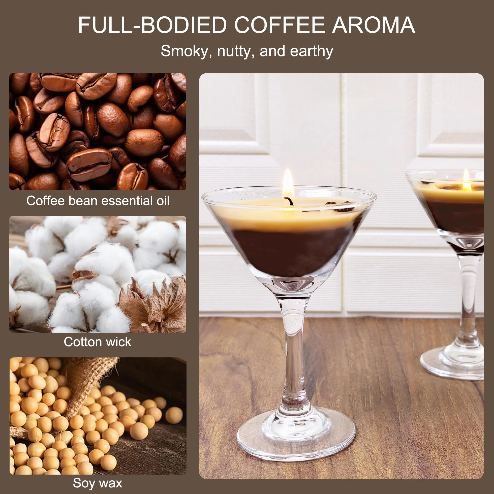 Świece zapachowe espresso Martini, świeca kawowa sojowa, dekoracja baru, prezent na Boże Narodzenie