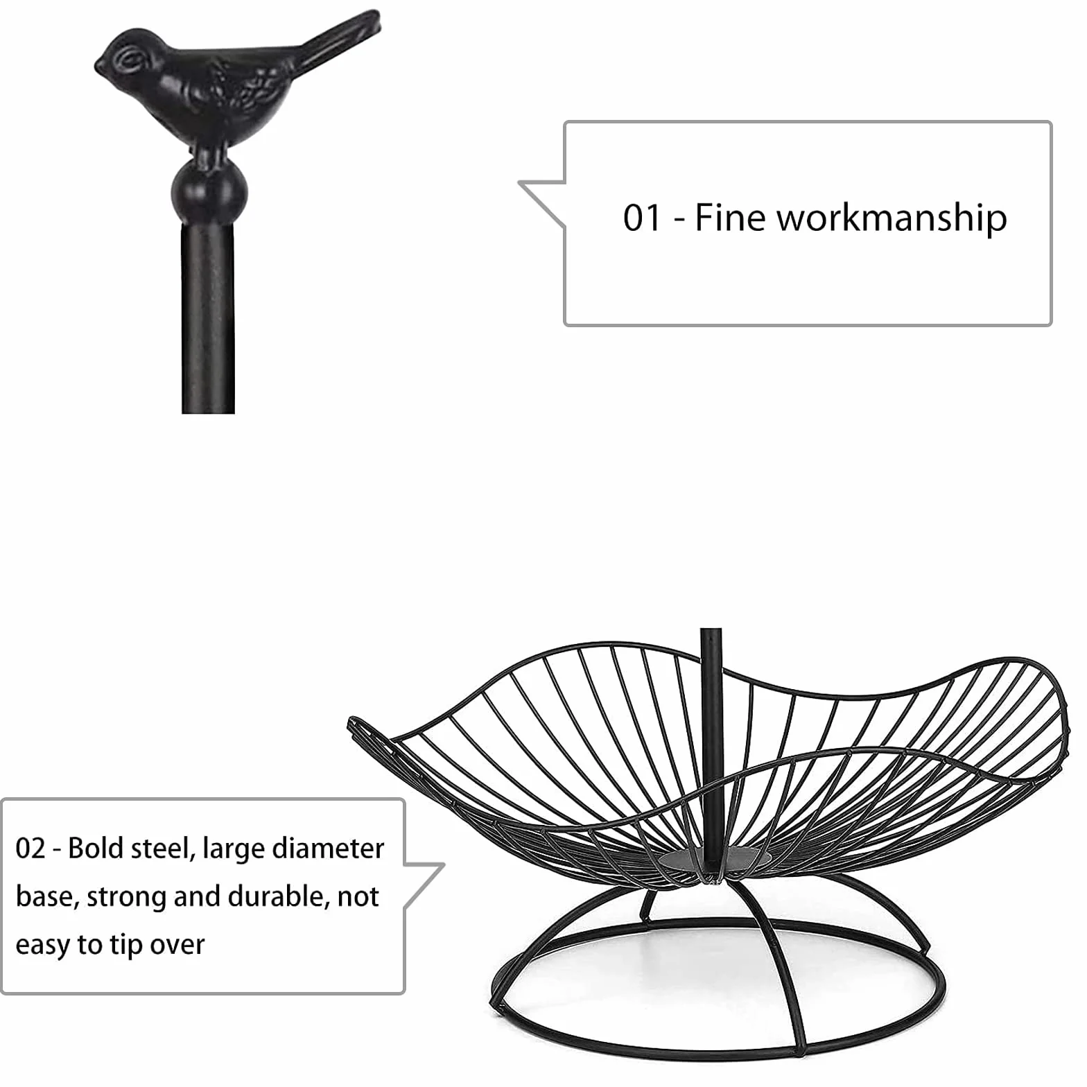 easyBee 3-poziomowy metalowy kosz na owoce stojak na warzywa miska do serwowania