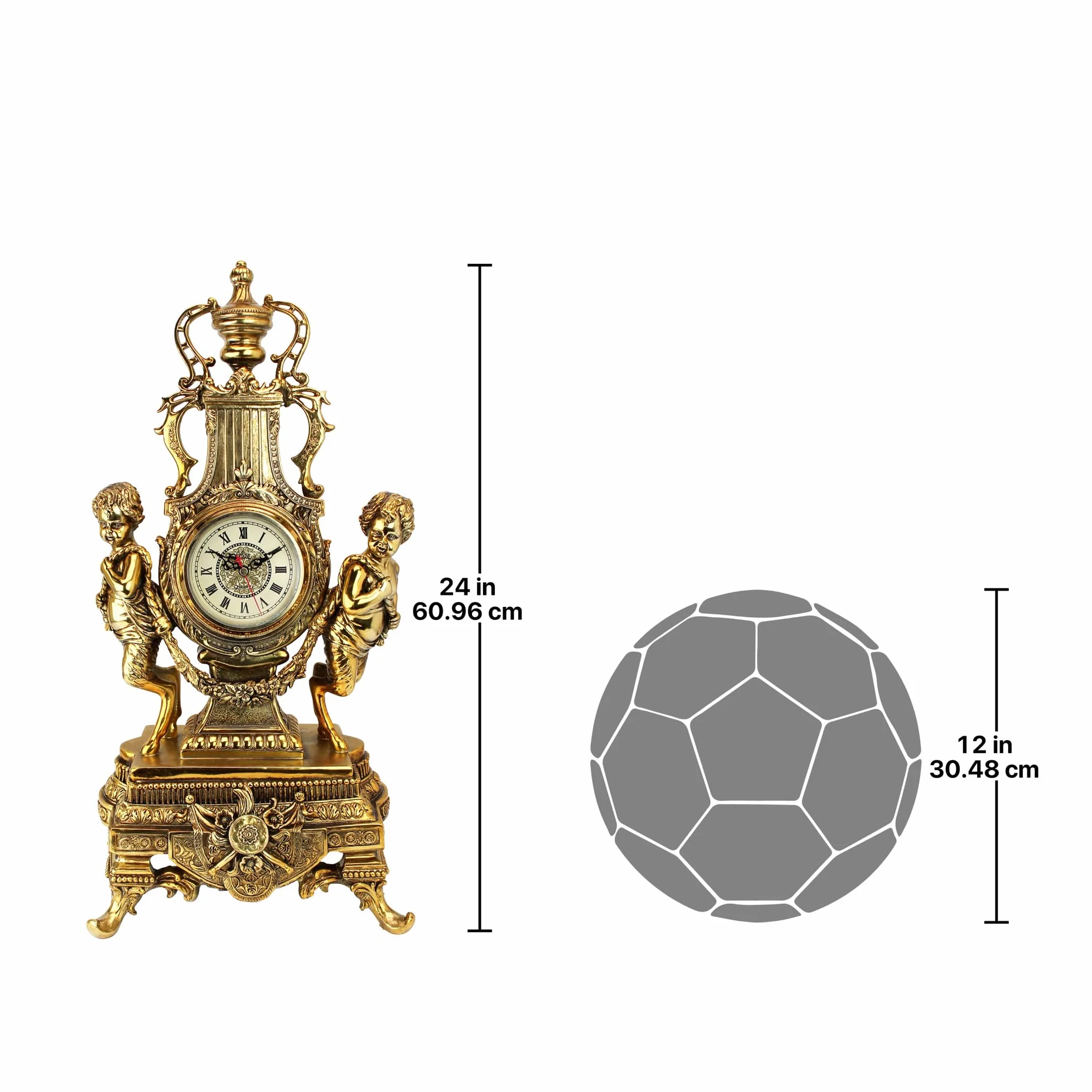 Design Toscano Grande Chateau Beaumont Zegar kominkowy 61 cm żywica poliestrowa złoty