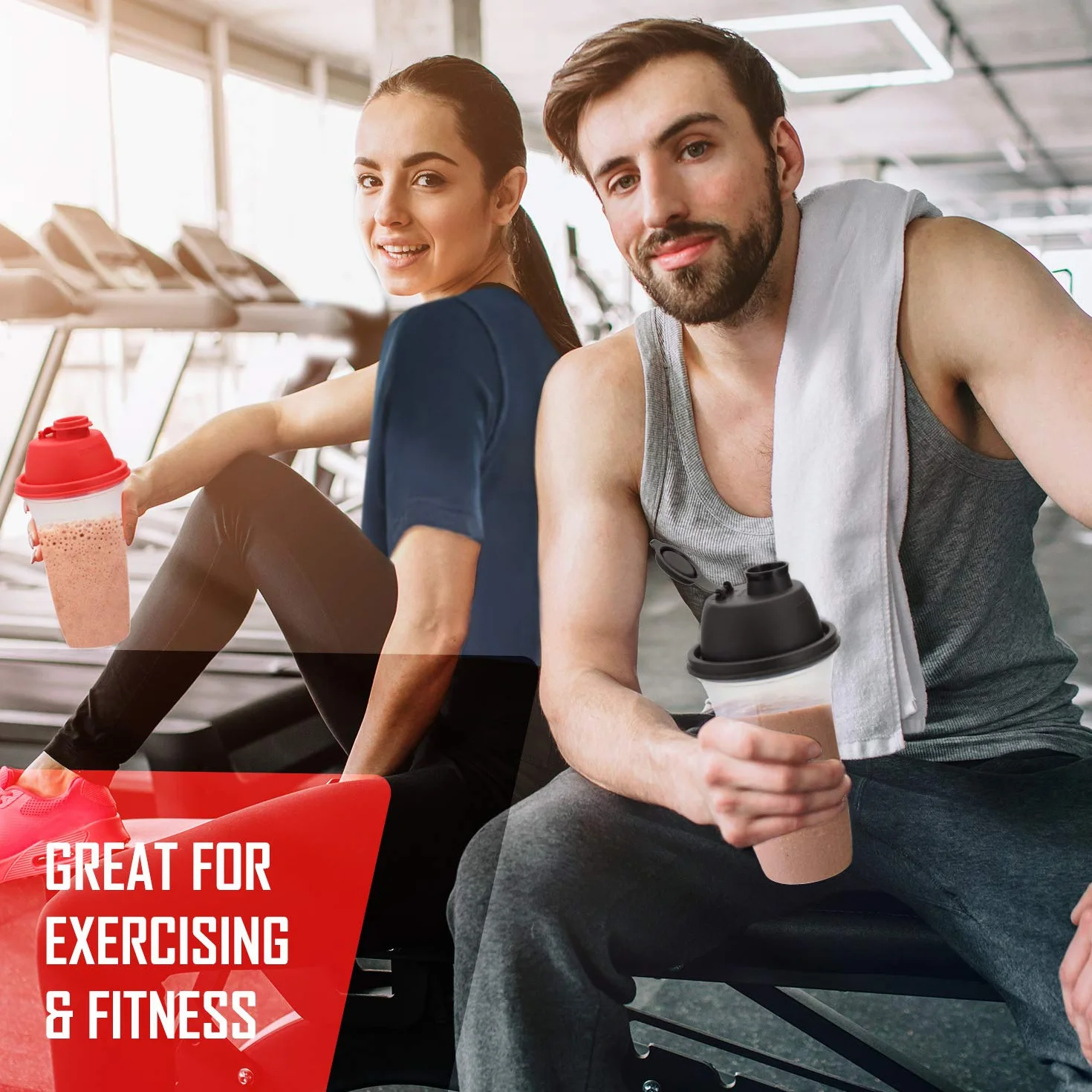 SIGNORA WARE Proteinowy shaker 500 ml, zestaw 2 sztuk, do napojów proteinowych, suplementów diety w proszku, białek kulturystycznych, sosów do sałatek, bez BPA