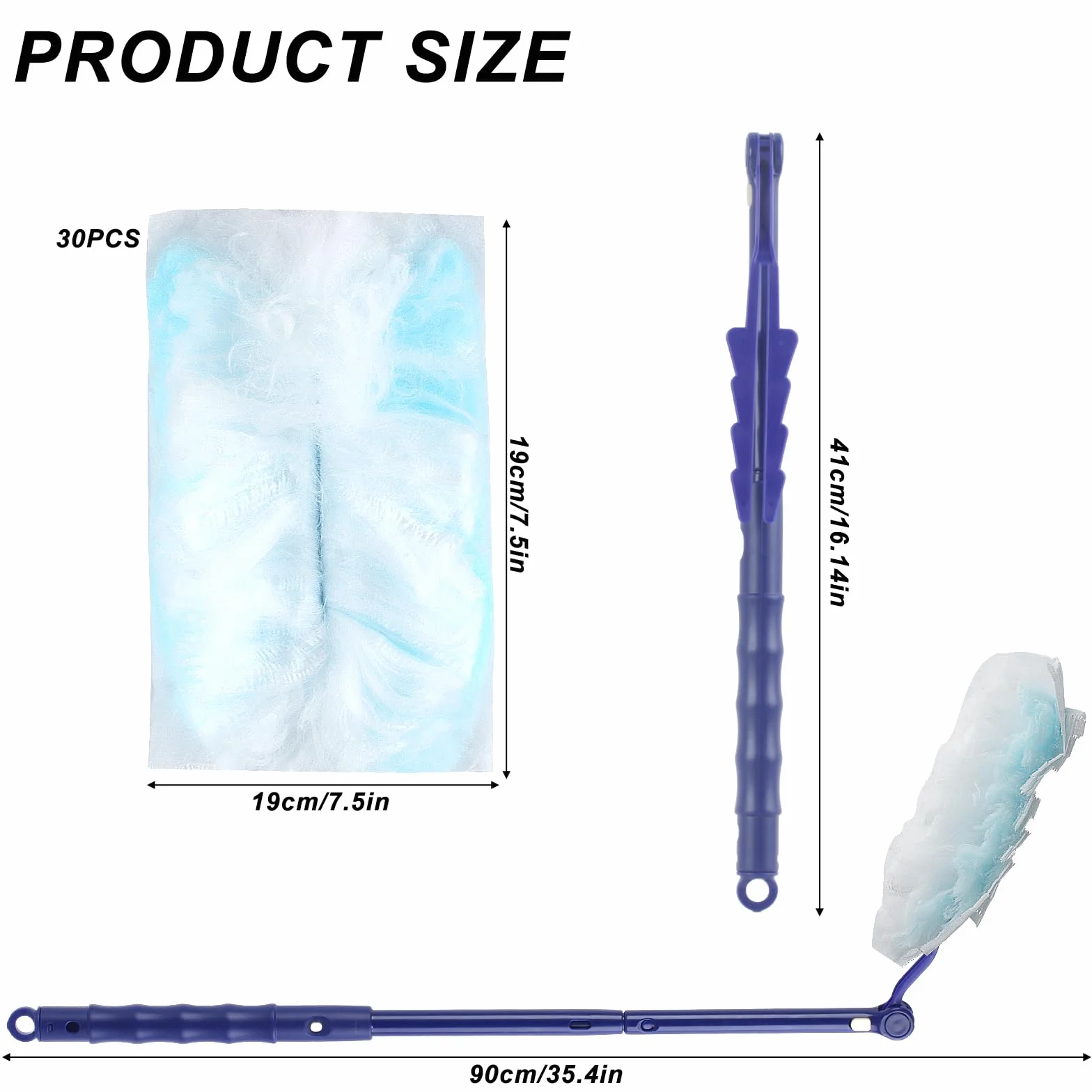 Kompatybilne z Zestaw do czyszczenia kurzu, 30 sztuk Wymienne chusteczki do kurzu z 1 uchwytem, Microfiber Chusteczki do kurzu do czyszczenia kurzu i brudu, 15 x 10 x 0,2 cm