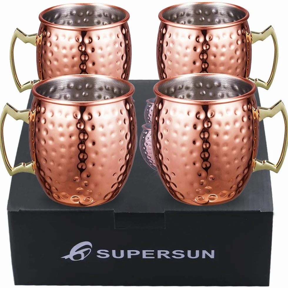 SUPERSUN Moscow Mule miedziane kubki 530 ml zestaw 4 sztuk