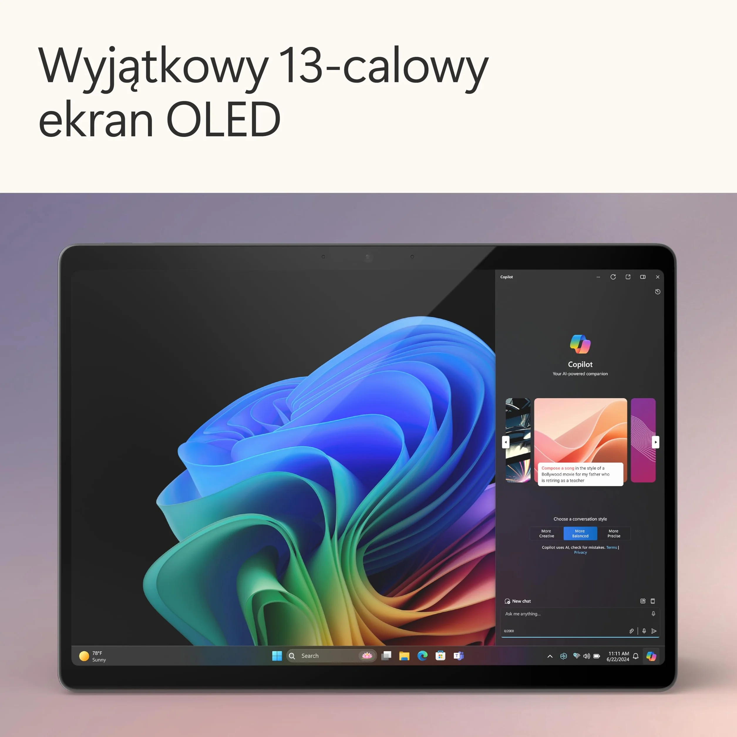 Microsoft Surface Pro, Copilot+ PC, ekran dotykowy OLED o przekątnej 13", Snapdragon® X Elite (12 rdzeni), 16 GB RAM, SSD 512 GB, najnowszy model, 11. edycja, kolor czarny
