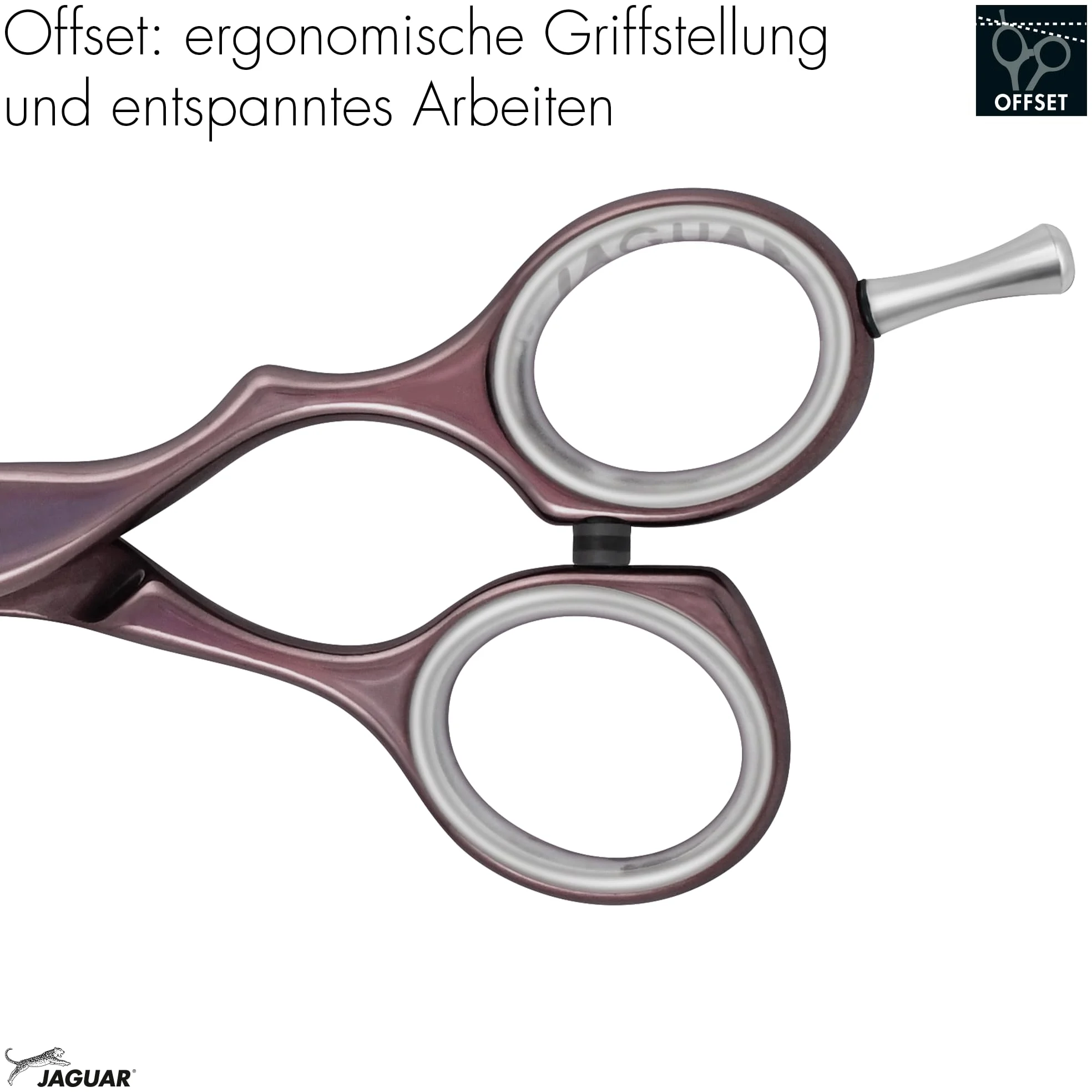 JAGUAR Nożyczki do włosów SO GLAMOROUS Offset 5,5" | Nożyczki fryzjerskie w stylu offsetowym | Antyalergiczna, innowacyjna powłoka High-Tech | Made in Germany