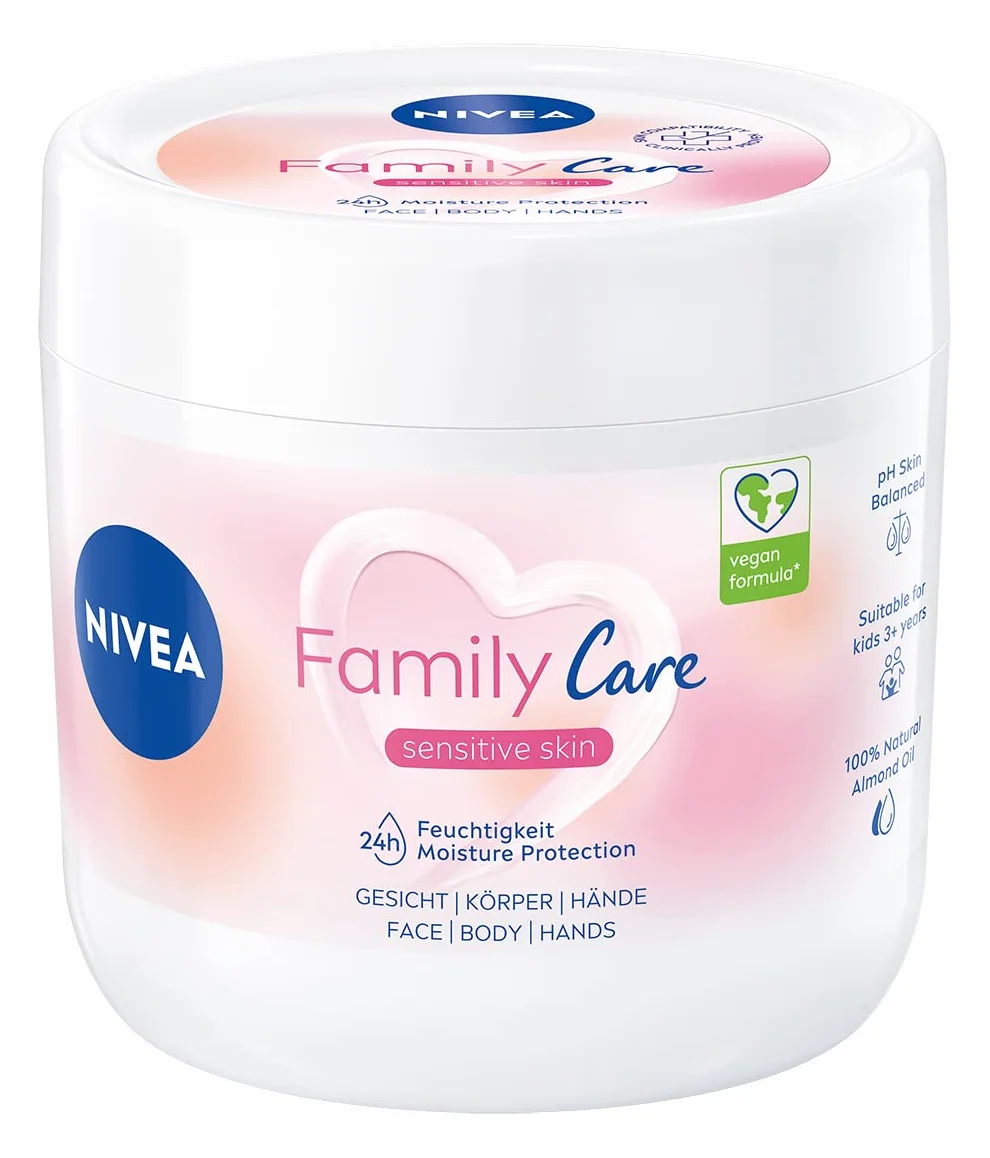 NIVEA Family Care Lekki krem nawilżający do wrażliwej skóry ciała, twarzy i dłoni dla całej rodziny 450 ml