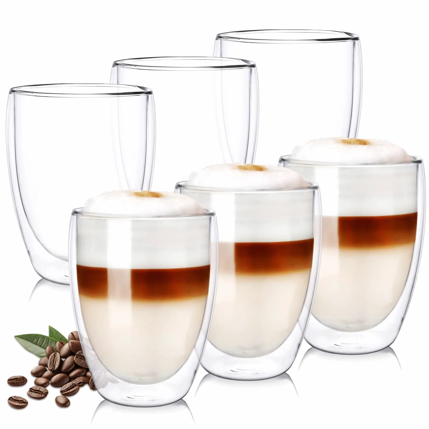 Szklanki Termiczne z Podwójną Ścianką Ze Szkła Borokrzemowego 350 ml 6 sztuk