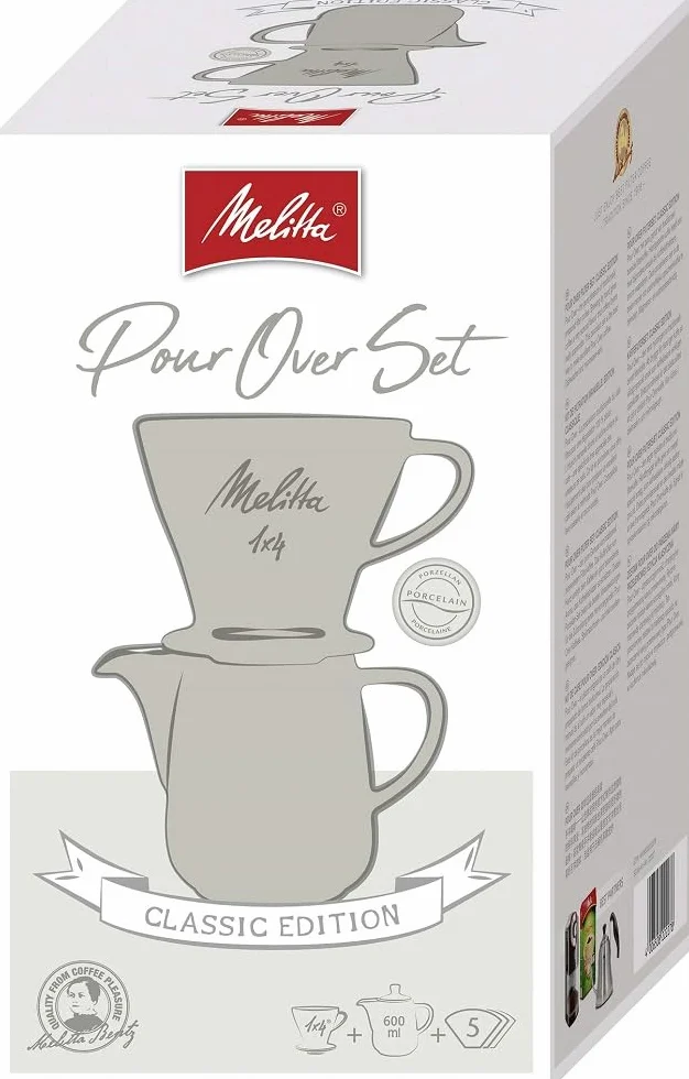 Melitta porcelanowy zestaw do kawy z dzbankiem i stożkiem filtrującym 0,6 l szary