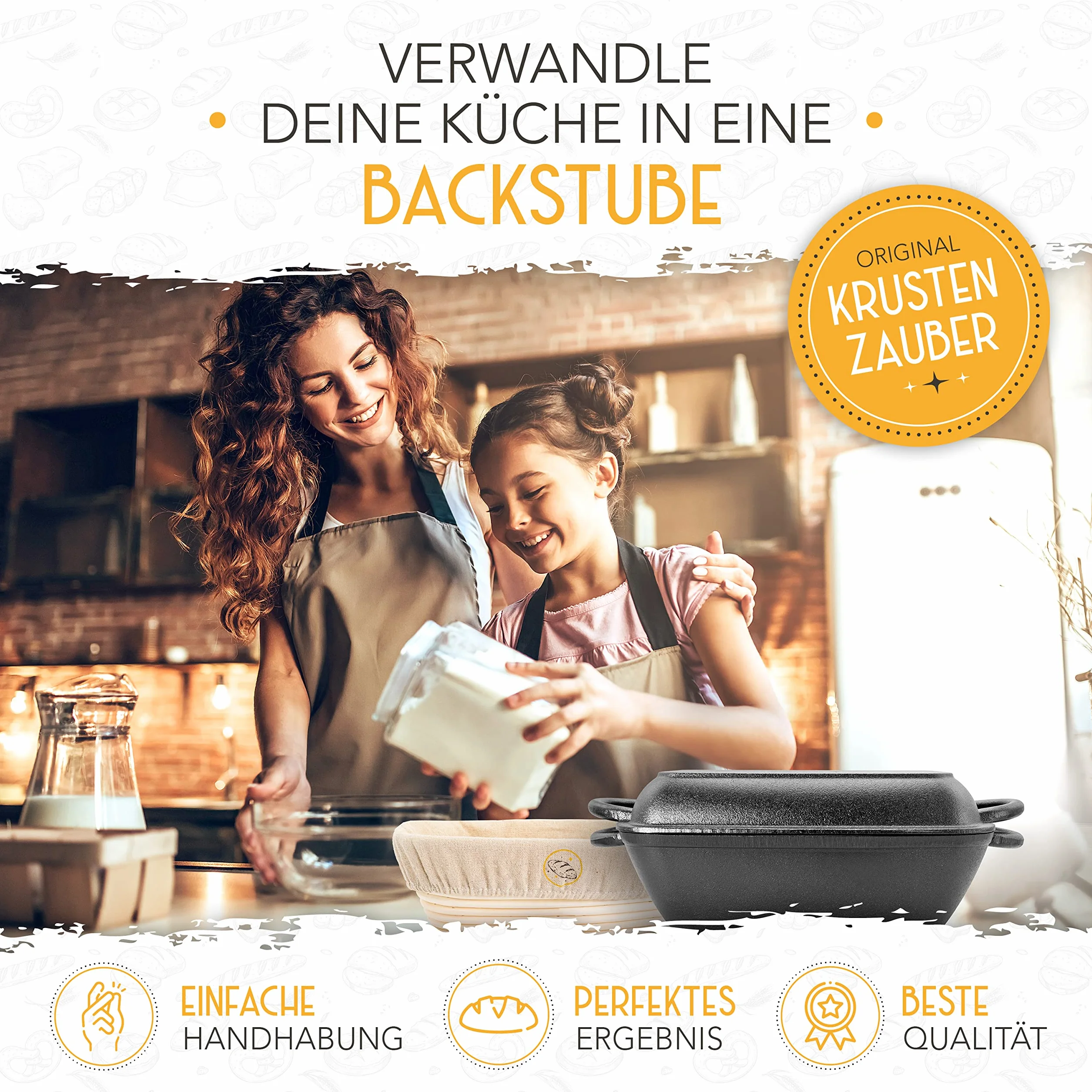 KRUSTENZAUBER Żeliwne naczynie 28 cm do pieczenia z pokrywką, indukcja