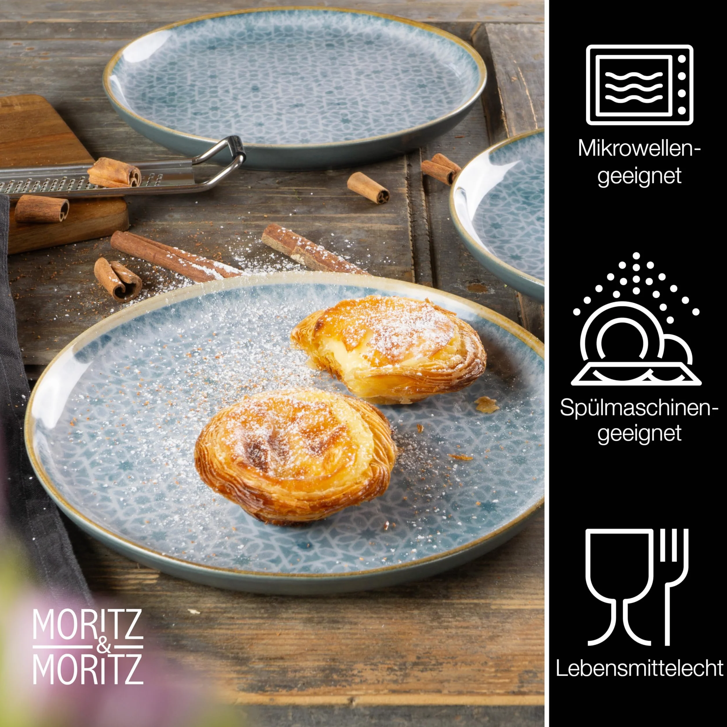 Moritz & Moritz TERRA 6-częściowy zestaw talerzy deserowych Ø 20,5 cm porcelana lazurowy