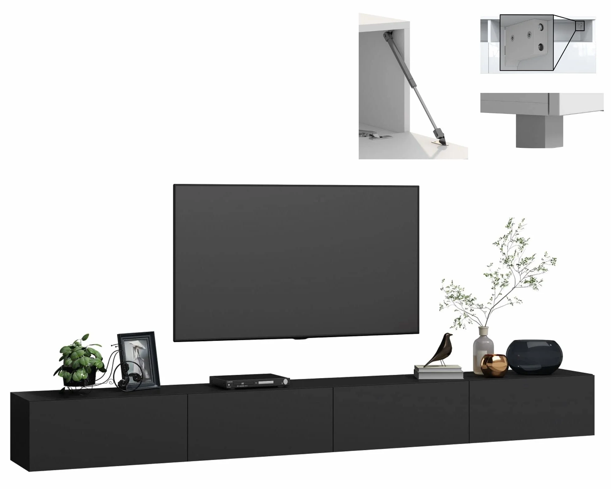 Szafka RTV Czarny Mat 55 Cali 280cm 4housedesign®