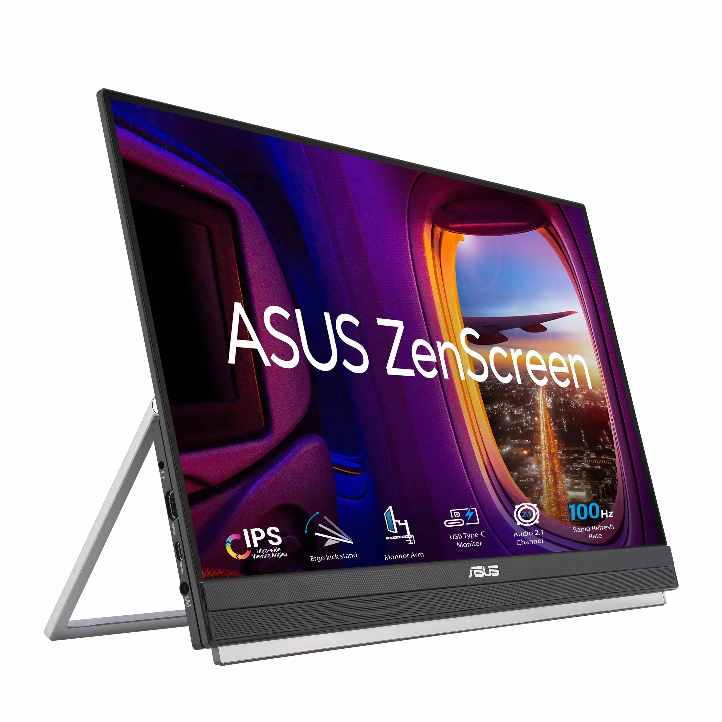 ASUS ZenScreen MB229CF przenośny monitor USB 22" – Full HD 1920 x 1080, USB typ C 60 W, HDMI, automatyczna rotacja, podpórka – panel IPS 100 Hz, 16:9, antyrefleksyjny, głośnik 2.1