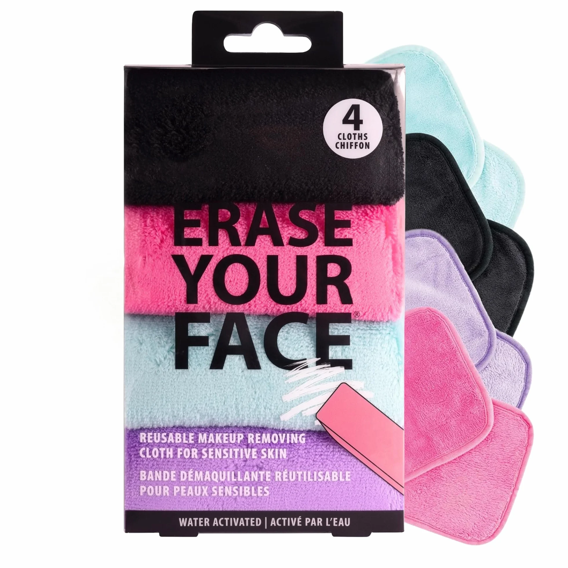 Danielle Creations Erase Your Face Ekologiczne ściereczki do demakijażu wielokrotnego użytku - opakowanie zbiorcze 4 sztuk