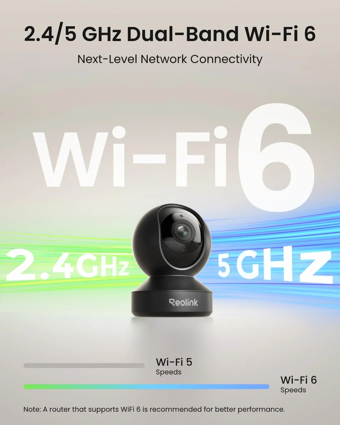 Wewnętrzna kamera bezpieczeństwa Reolink 4K PT, 3-krotny zoom optyczny, automatyczne śledzenie, wykrywanie osób/zwierząt, wykrywanie płaczu, tryb prywatności, konfiguracja Bluetooth, E1 Zoom Czarny
