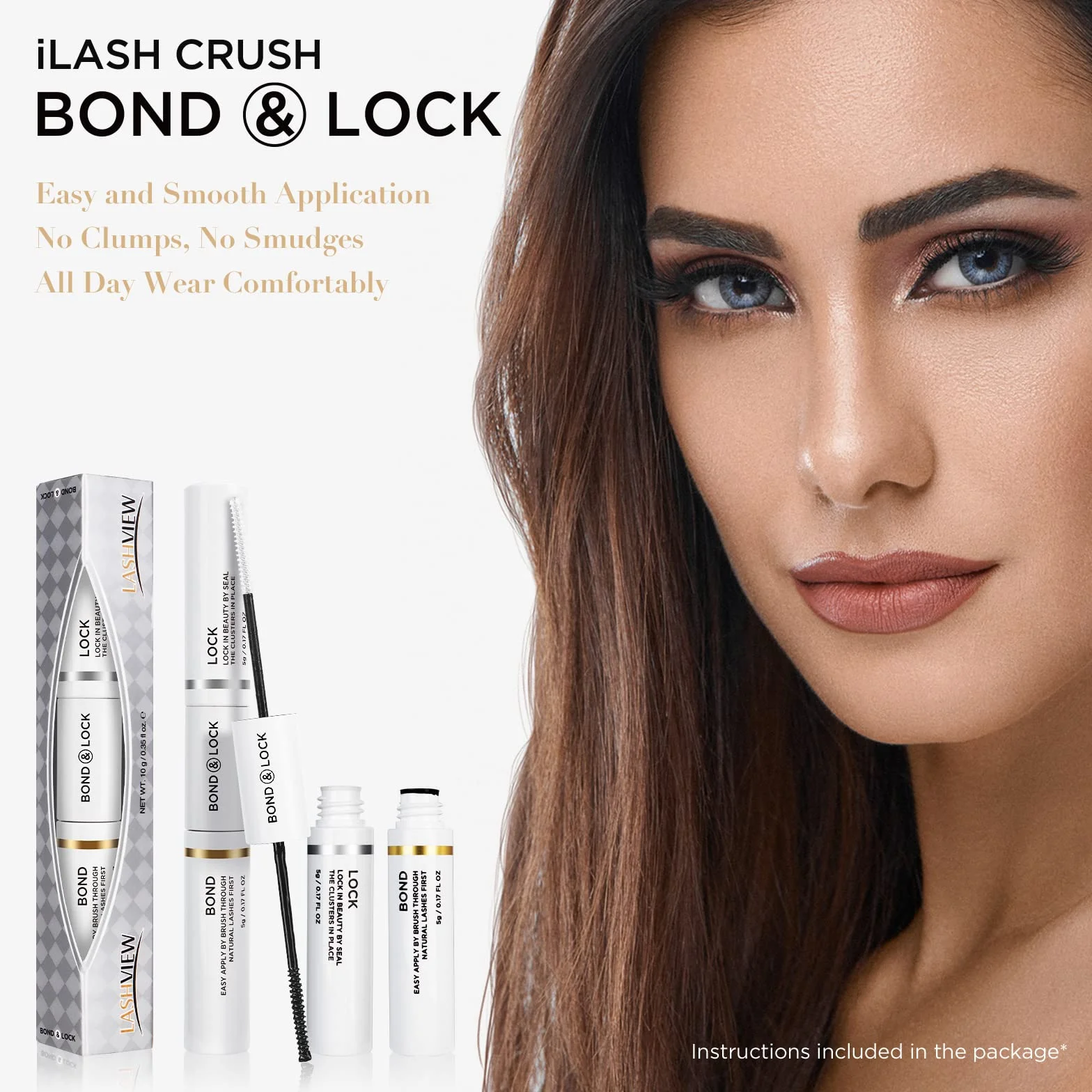 LASHVIEW Lash Bond and Seal, Cluster Lash Glue Strong Gentle Comfortable Lash Adhesive for All Day Wear Latex-Free Suitable for Sensitive Eyes Eyelashes Glue Waterproof