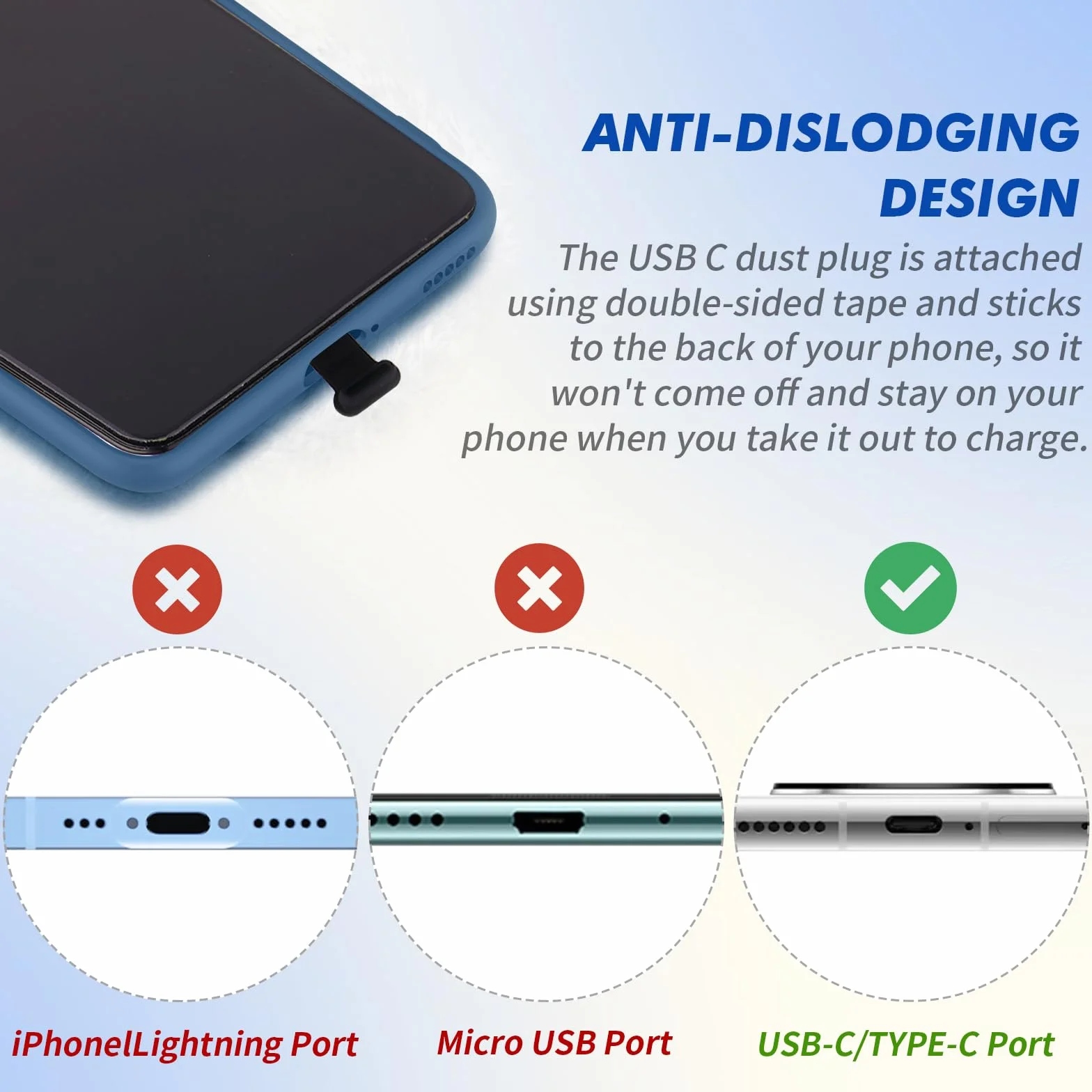 cobee Zatyczki przeciwpyłowe z portem typu C, osłona przeciwpyłowa USB C, ochrona przed kurzem, silikonowe ochraniacze przeciwpyłowe ze zdejmowanym klejem, kompatybilne z laptopami (6 szt., czarne)