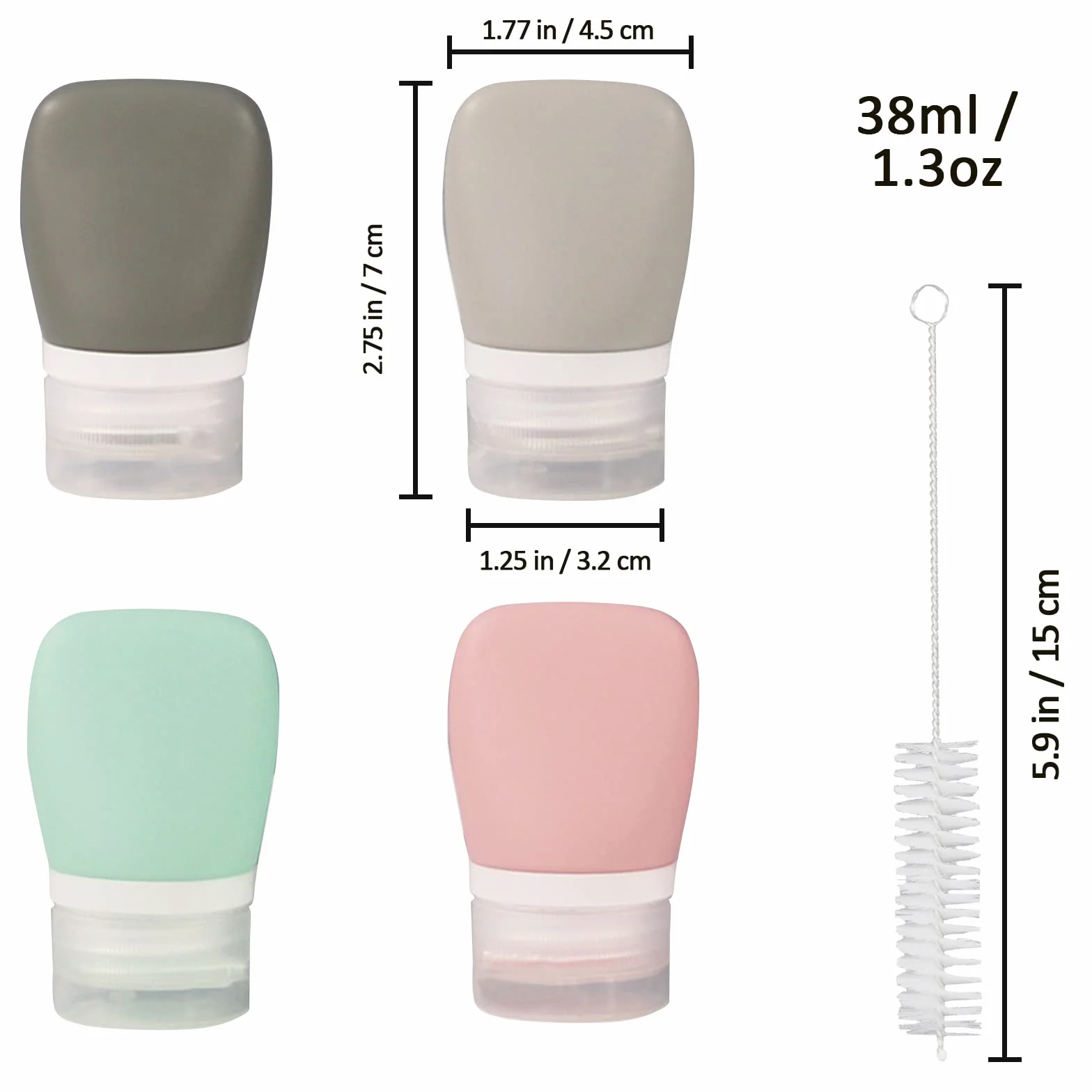 Zestaw butelek do squeeze do sałatek, szczelne mini butelki na przyprawy, przenośny pojemnik na dressing z szczotką do czyszczenia (38 ml)