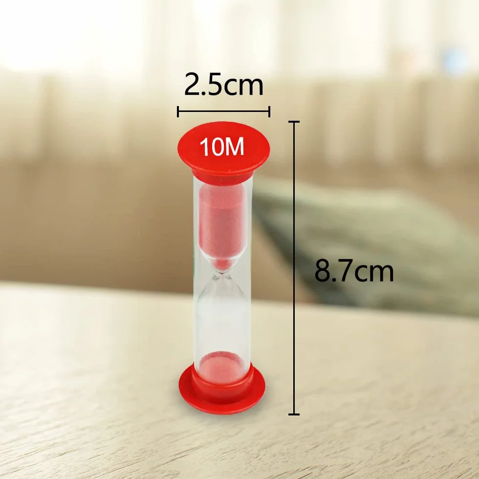 Klepsydra Timer, zestaw 6 sztuk, 30s 1min 2min 3min 5min 10min, kolorowy piasek