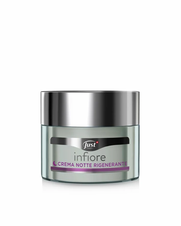 Just regenerujący krem do twarzy InFiore na noc, 50 ml, kompaktowy, tonizujący z dziką lawendą gwiazdą i różą alpejską