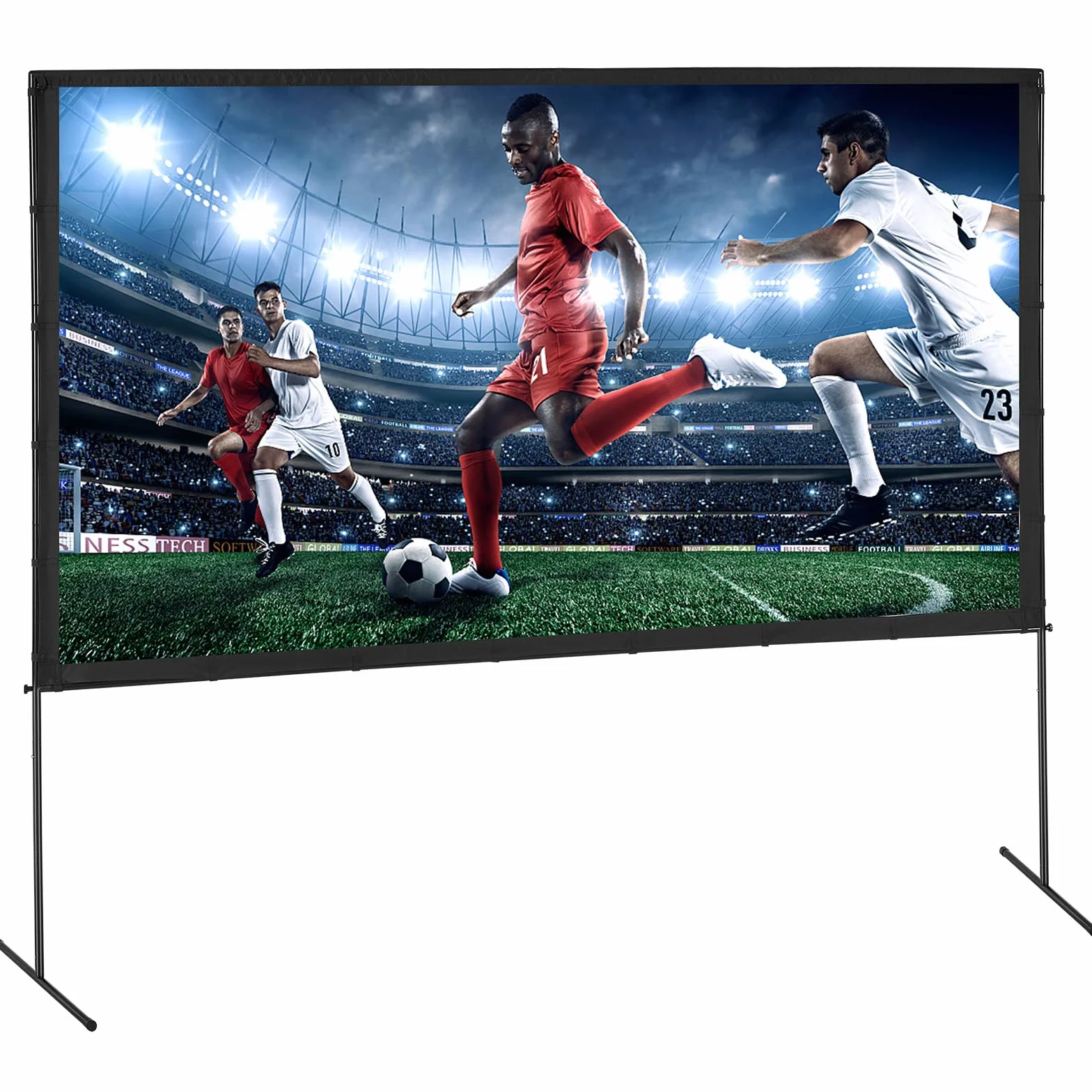 VEVOR Ekran projektora ze stojakiem, 304.8 cm 16:9 4K 1080 HD, zewnętrzny ekran filmowy ze stojakiem, bez zagnieceń, ekran projekcyjny z nóżkami barowymi i torbą do przenoszenia, do kina domowego, na