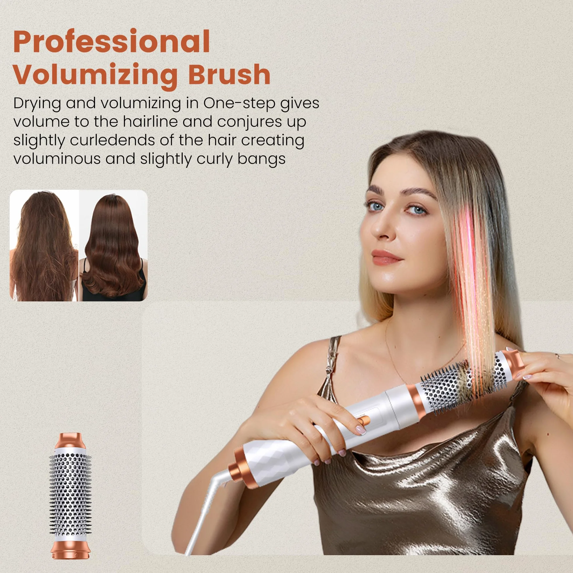 Styler do włosów 5 w 1, 5 w 1, z okrągłą suszarką do włosów, szczotką z ciepłym powietrzem, suszarką do włosów, lokówką powietrzną, szczotką do prostowania, urządzeniem do stylizacji włosów do