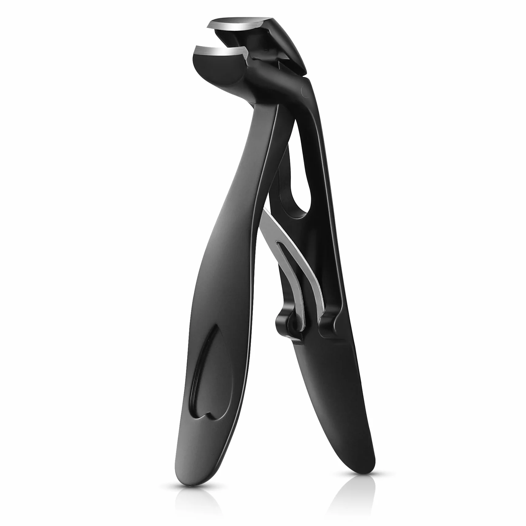 BEZOX Obcinacz do paznokci dla seniorów – ergonomiczny obcinacz do paznokci do grubych paznokci, stal premium, trymer do paznokci z łapaczem, dla mężczyzn i kobiet, czarny