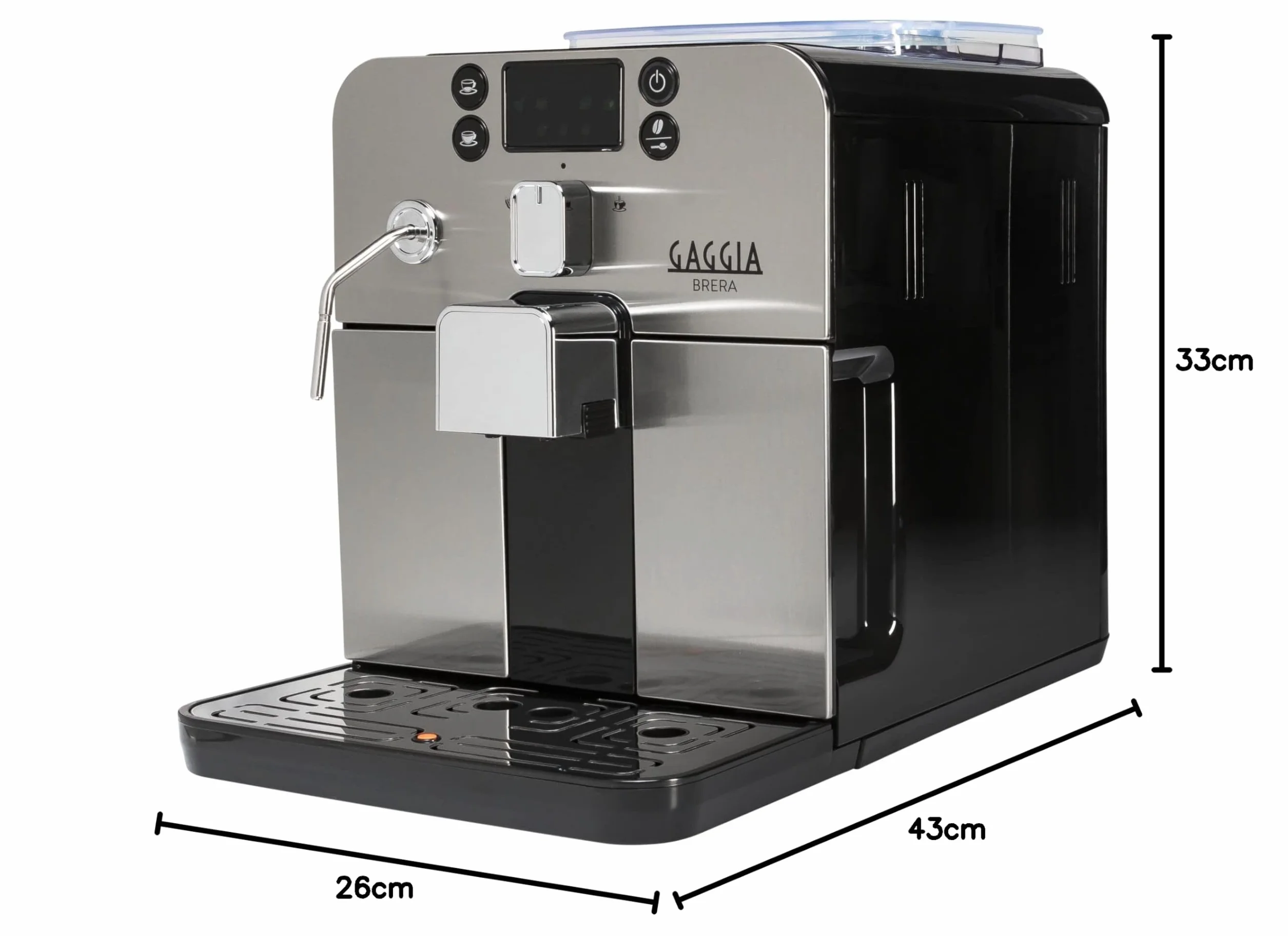 Gaggia RI9305/11 Brera – w pełni automatyczny ekspres do kawy, do espresso i cappuccino, ziaren kawy lub mielonej, 1400 W, srebrny/czarny, 100% Made in Italy