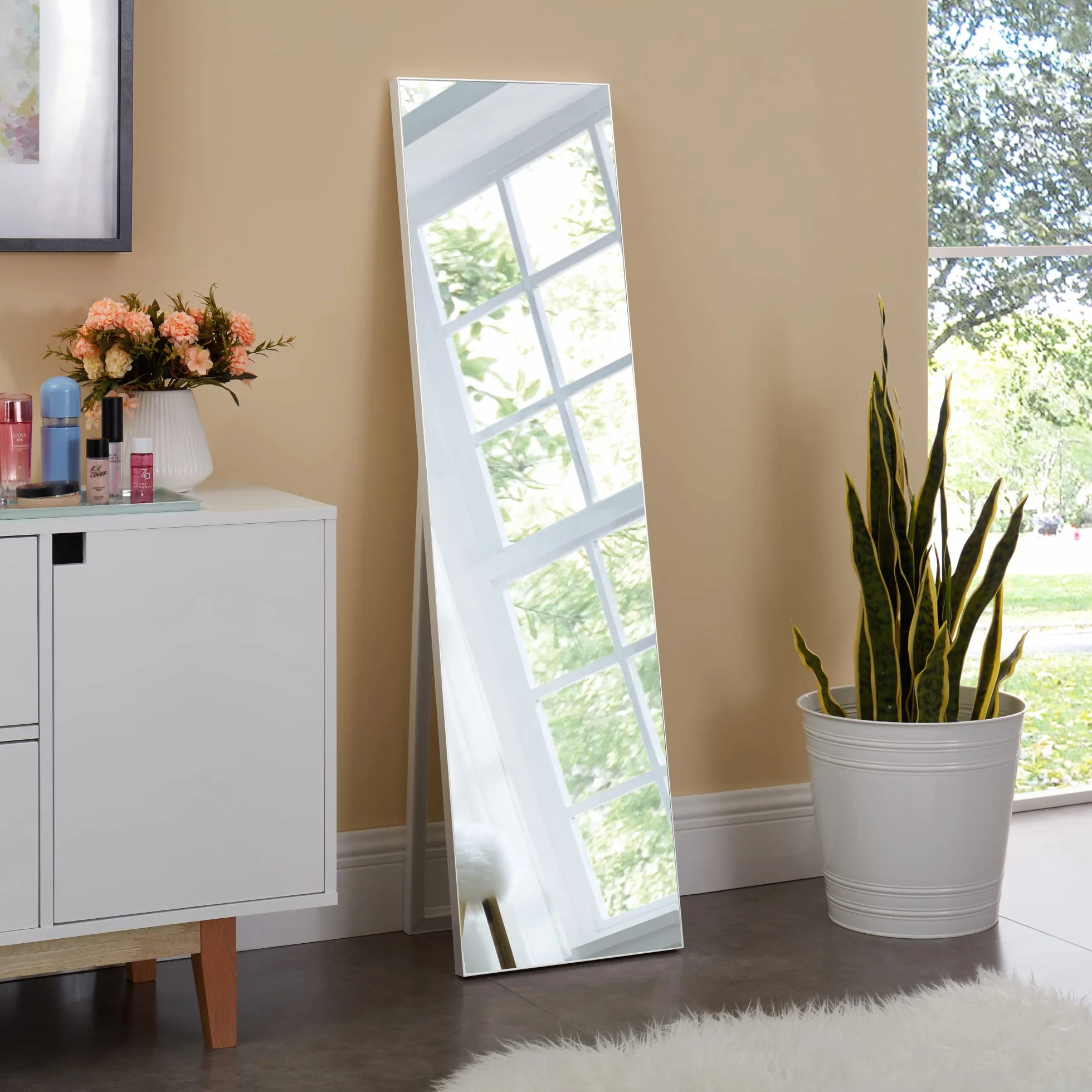 Barletta lustro stojące 150x35 cm prostokątne przechylane białe