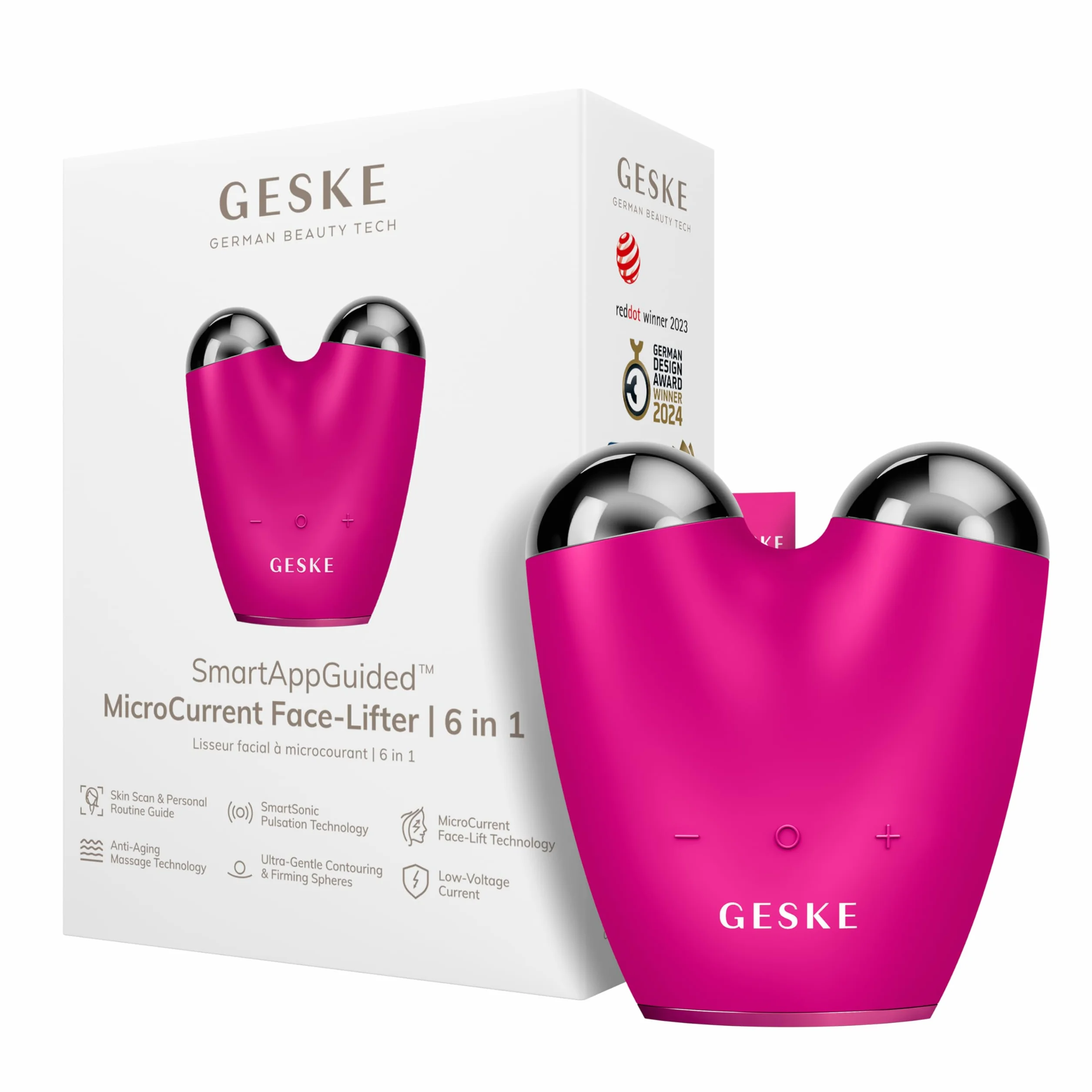 GESKE SmartAppGuided™ MicroCurrent Face-Lifter | 6 w 1 | Lifting Twarzy | Narzędzia do pielęgnacji skóry | Lifting twarzy | MicroCurrent przeciw zmarszczkom
