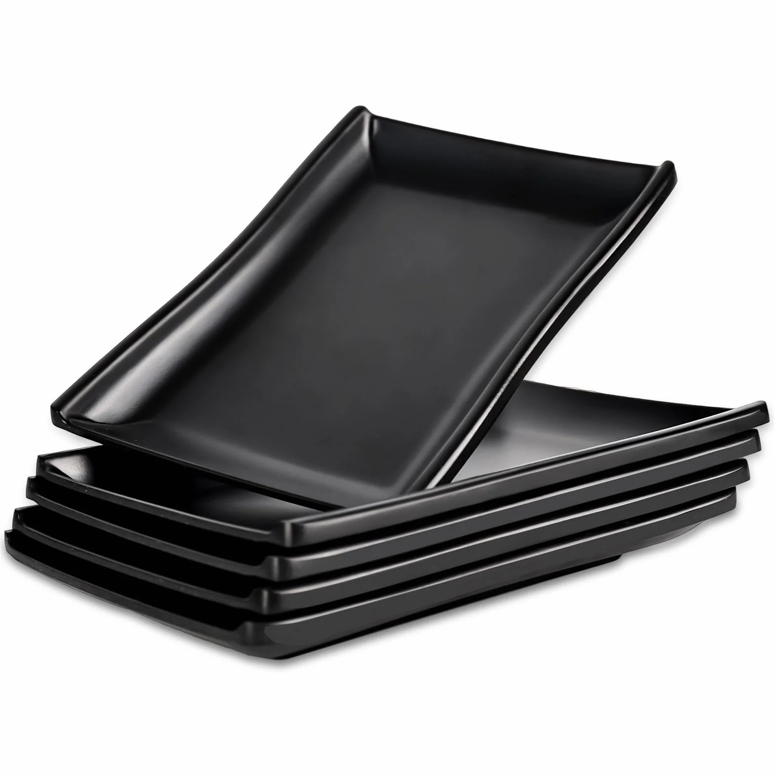 5 sztuk talerzy prostokątnych czarnych matowych, 19 x 13 x 2 cm, prostokątne, deserowe, do sushi, deserów, ciast, wołowiny, hotpotu itp