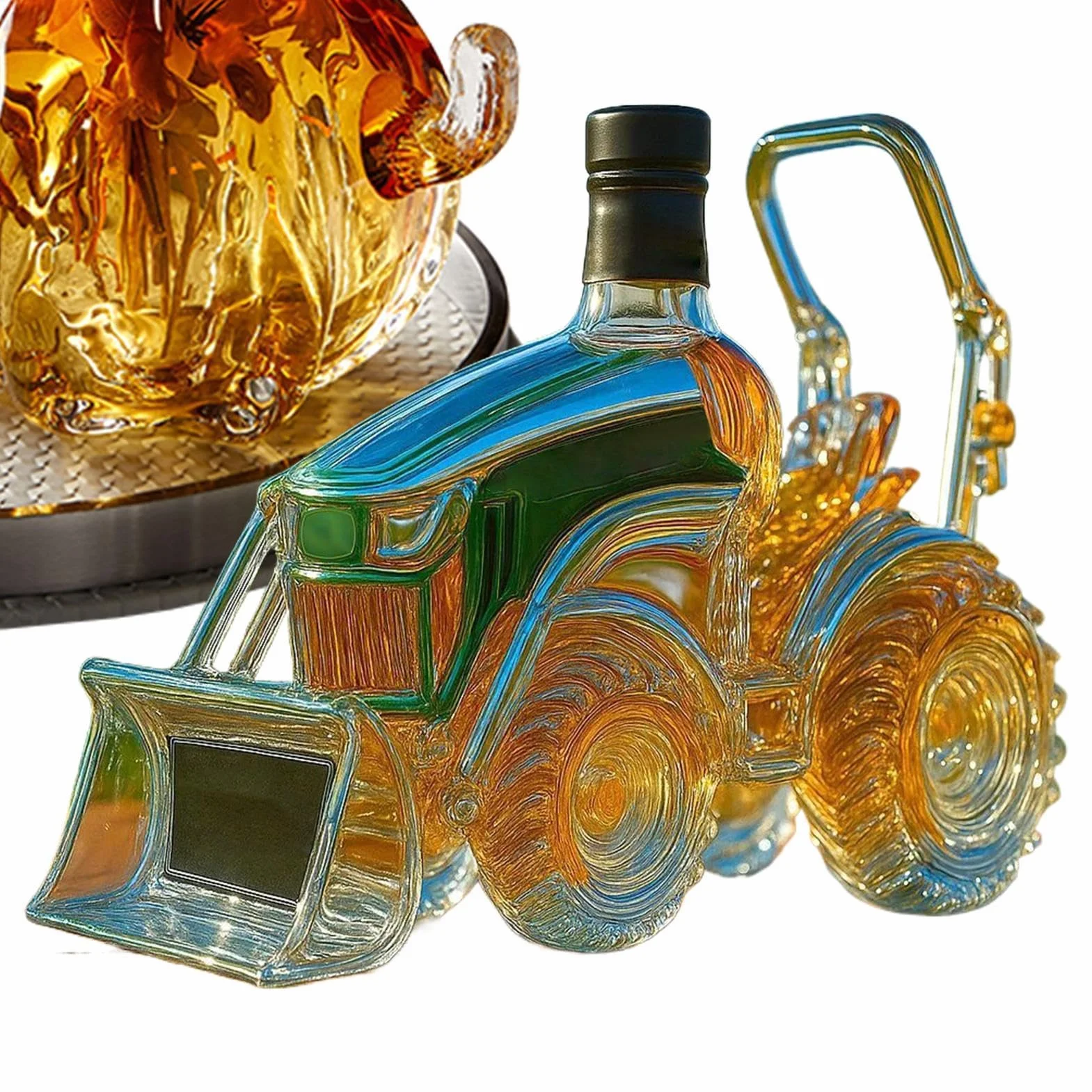 Szklana karafka 3D do traktora, wina, whisky dla miłośników