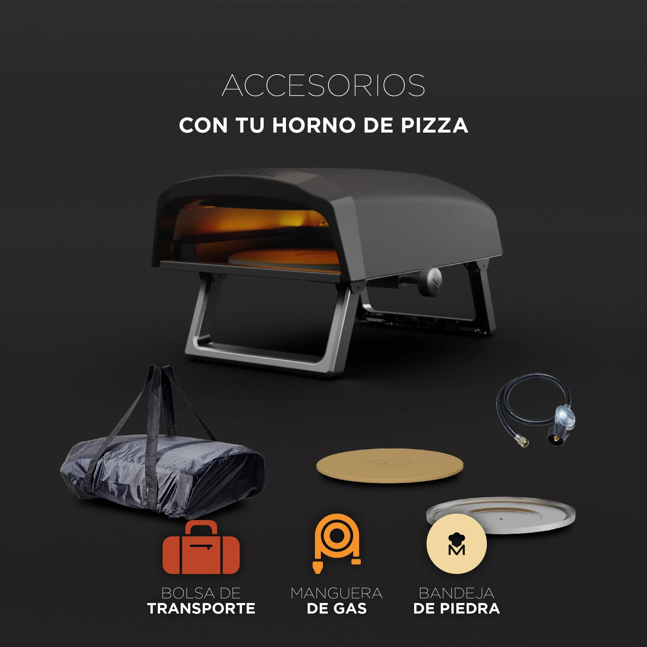 MasterPRO Napoli przenośny piekarnik do pizzy gazowej 500°C 60 sekund torba transportowa kamienna taca