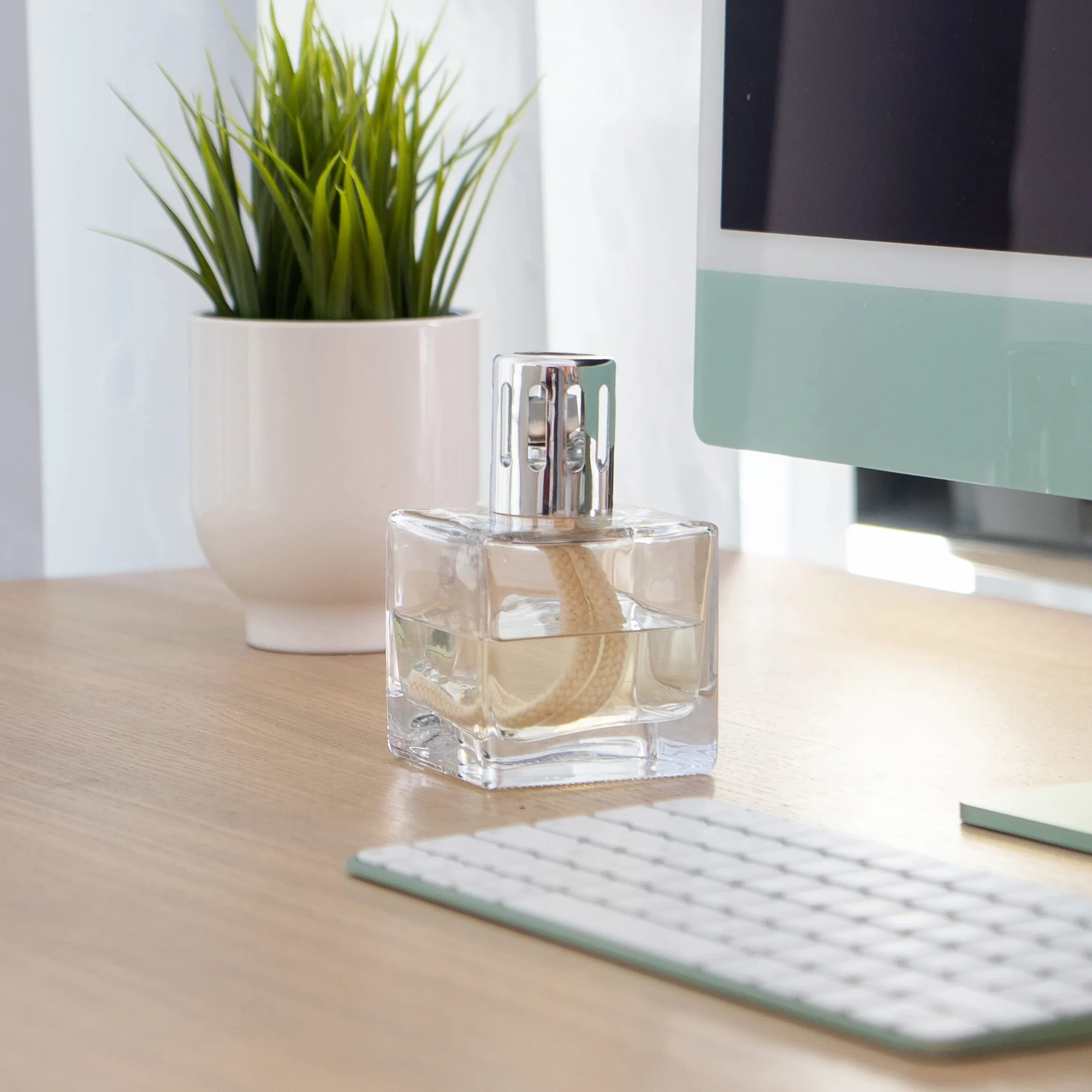 KAZIS® I Lampa Katalyticzna Cube I Palnik Olejkowy I Szkło I XL I Pojemność 150 ml I Przezroczysty Kubik