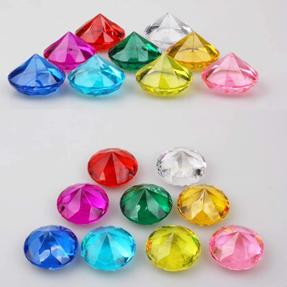ToBeIT Diamenty akrylowe kolorowe ok. 145 sztuk 20 mm kryształki diamentowe przezroczyste kryształki przezroczyste dekoracja stołu dekoracja weselna (20 mm kolorowe diamenty)