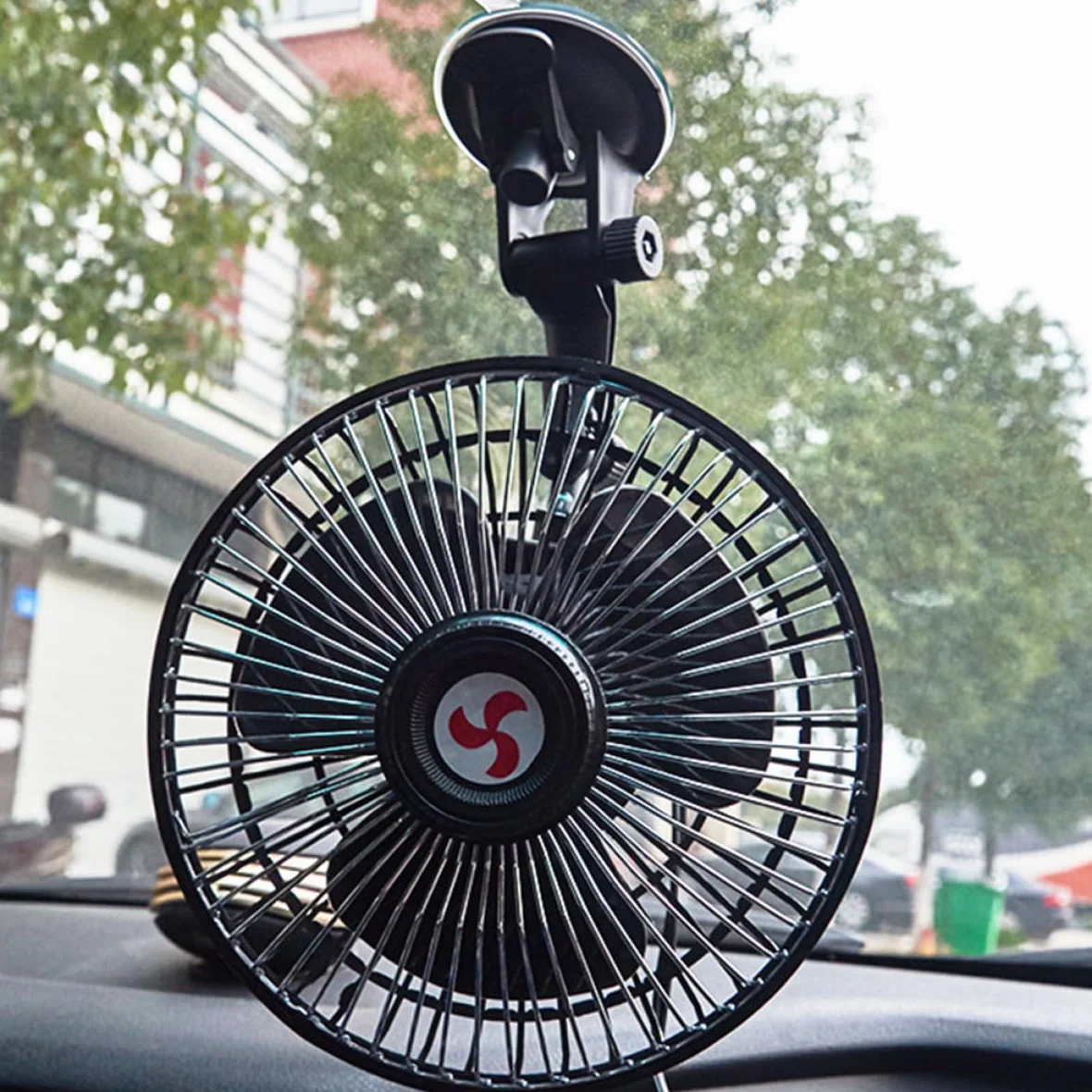 BESTonZON 1 6 elektryczny wentylator do samochodu calowy wentylator samochodowy wentylator z gumowym mocowaniem podwójna głowa zapalniczka wentylator chłodzący chłodnica miłośnik