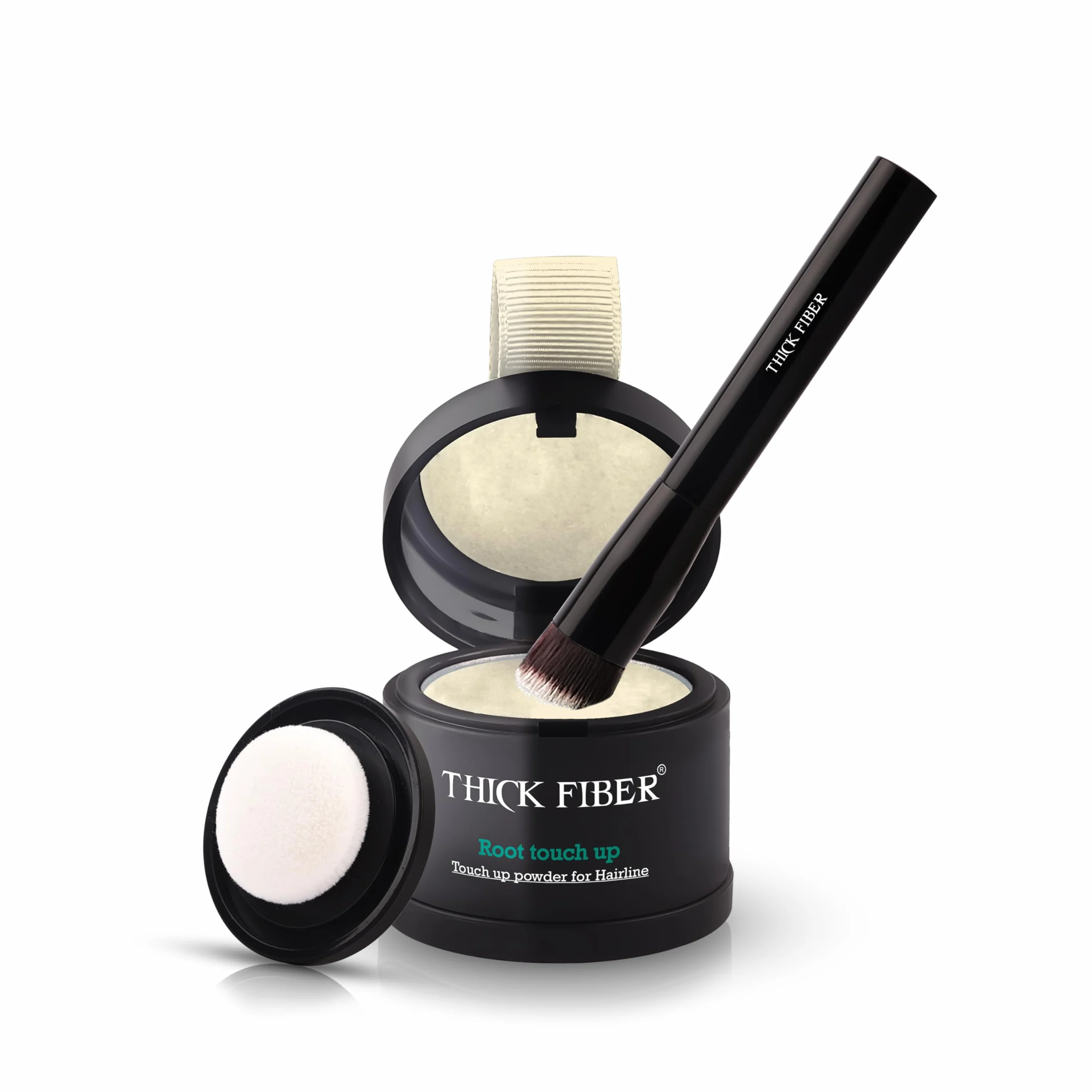 THICK FIBER Root Touch Up Concealer Puder do włosów przerzedzonych, odporny na wodę i pot, zestaw do maskowania wypadających włosów z pędzelkiem (jasny blond)
